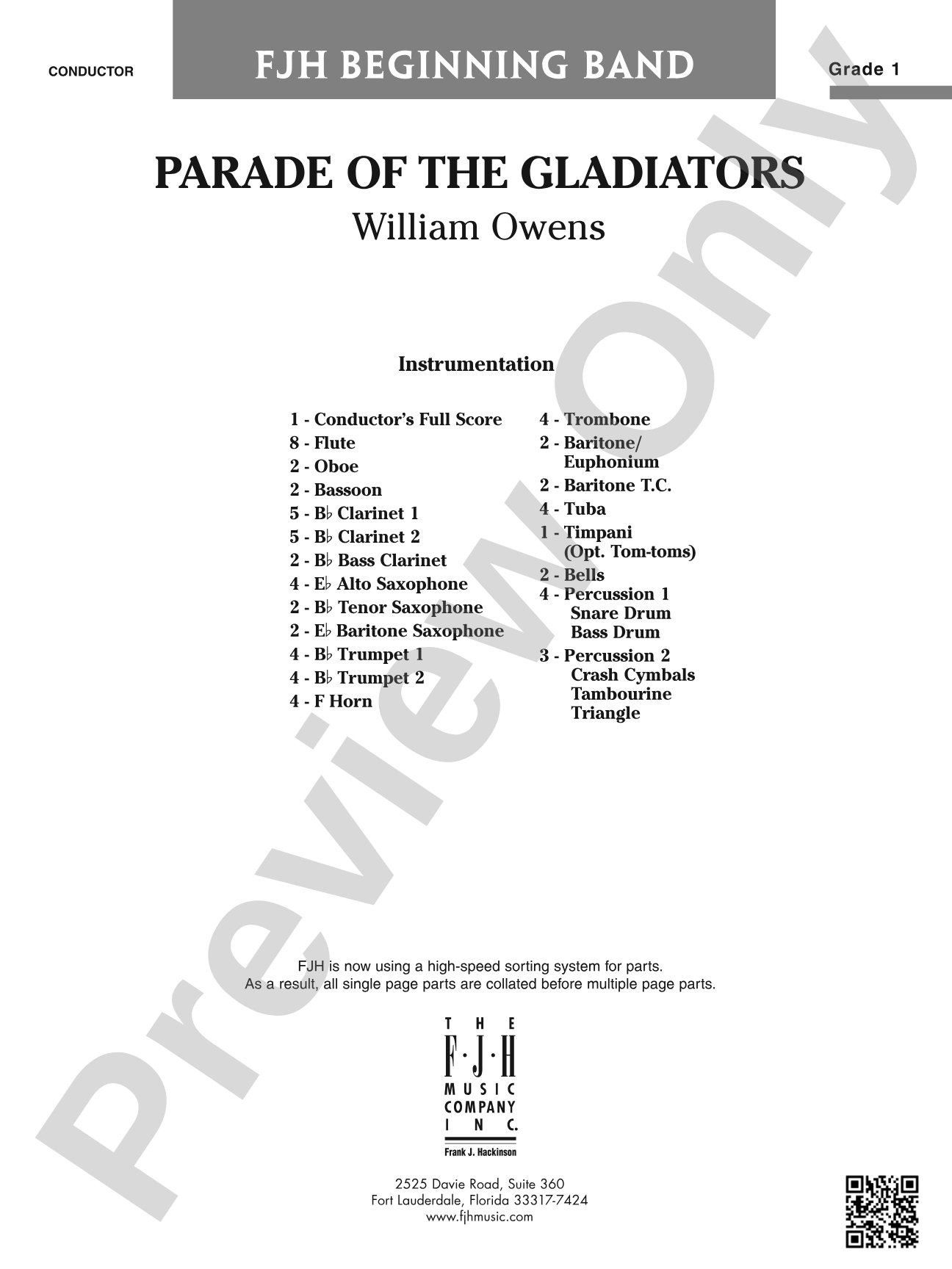 Parade of the Gladiators: Concert Band Conductor Score & Parts