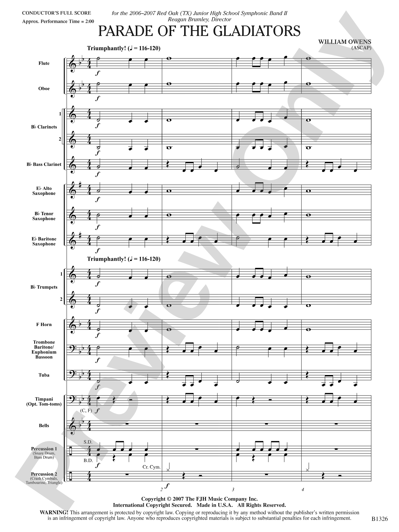 Parade of the Gladiators: Concert Band Conductor Score & Parts