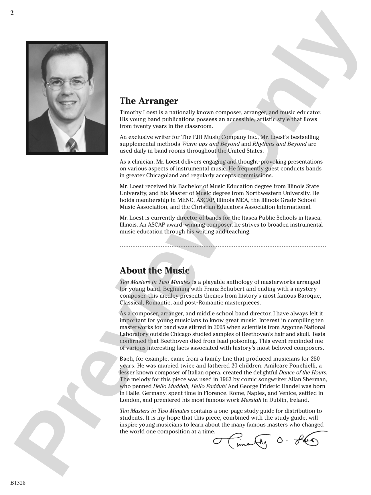 Ten Masters in Two Minutes: Concert Band Conductor Score & Parts