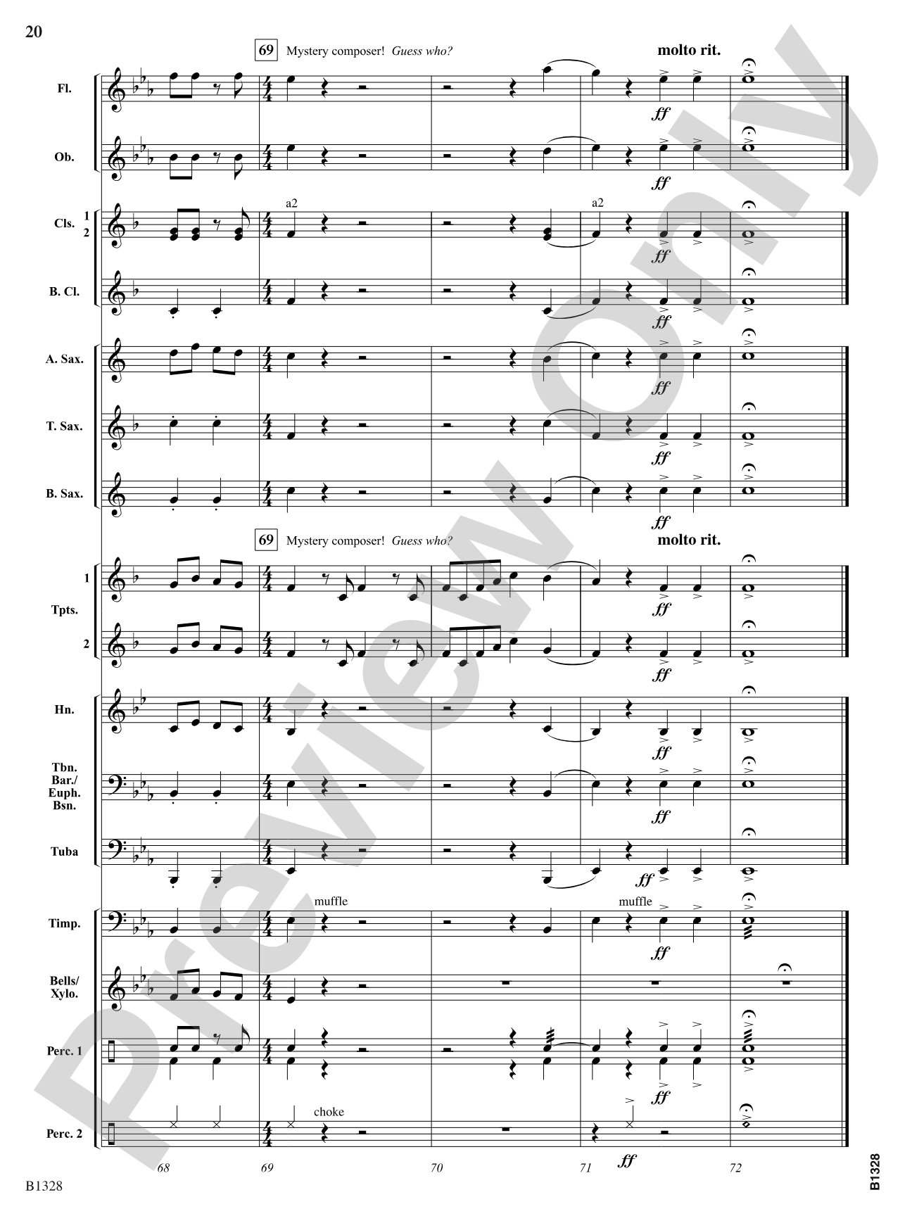 Ten Masters in Two Minutes: Concert Band Conductor Score & Parts