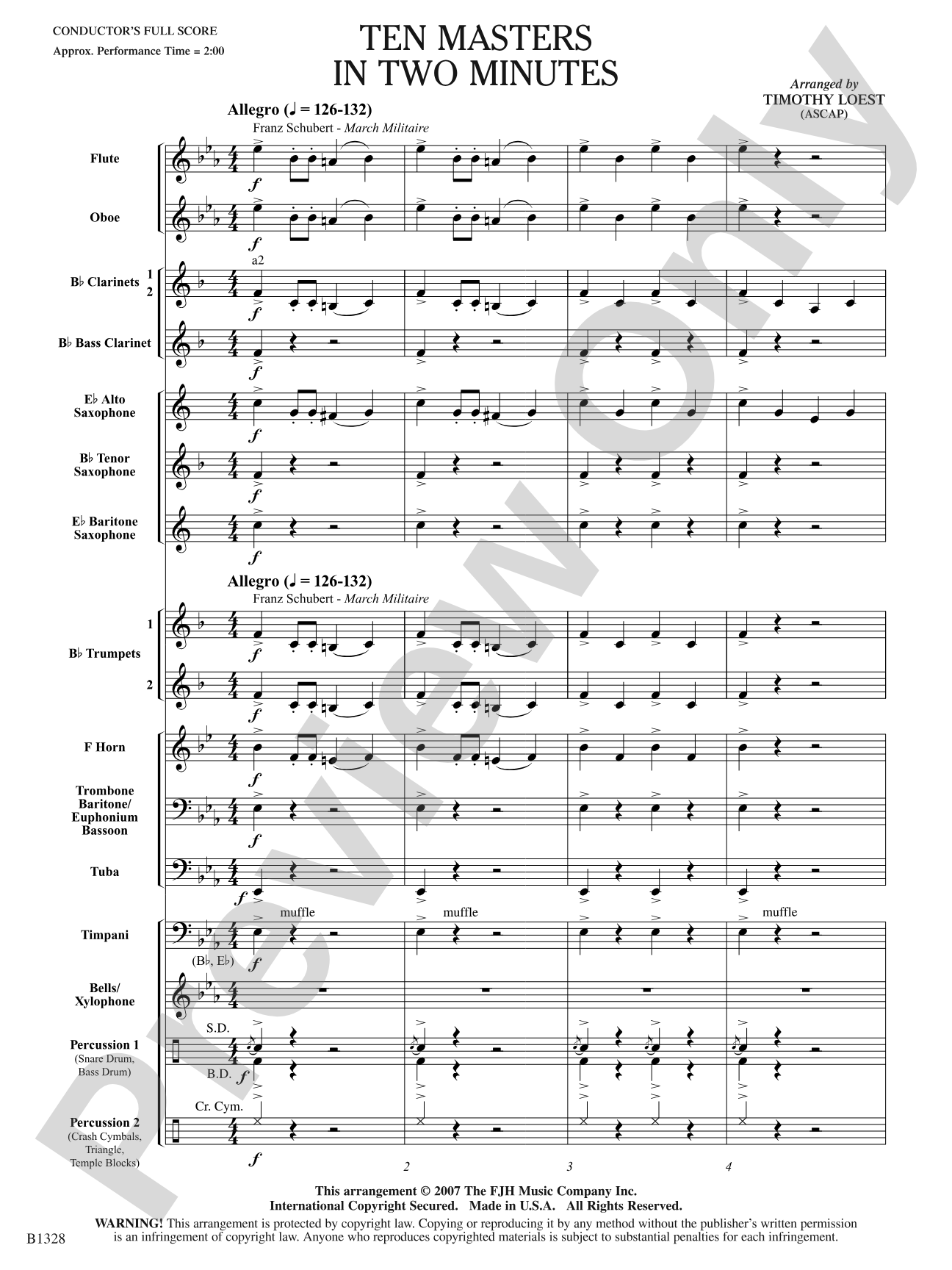 Ten Masters in Two Minutes: Concert Band Conductor Score & Parts