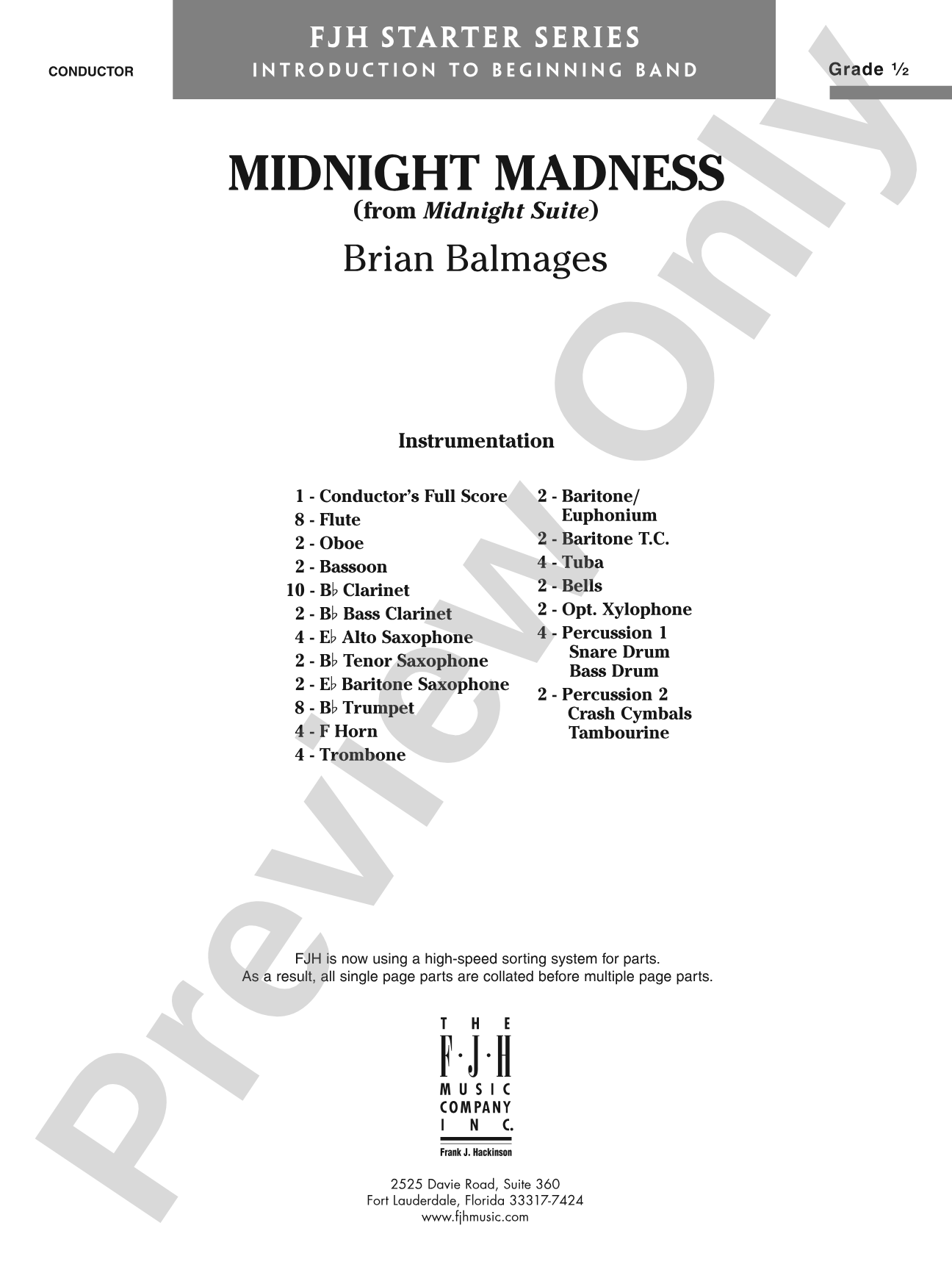 Midnight Madness (from Midnight Suite): Concert Band Conductor Score & Parts