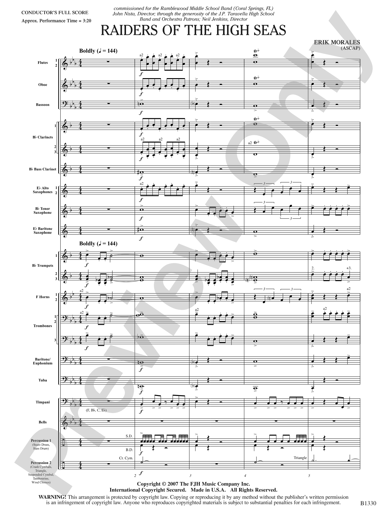 Raiders of the High Seas: Concert Band Conductor Score & Parts
