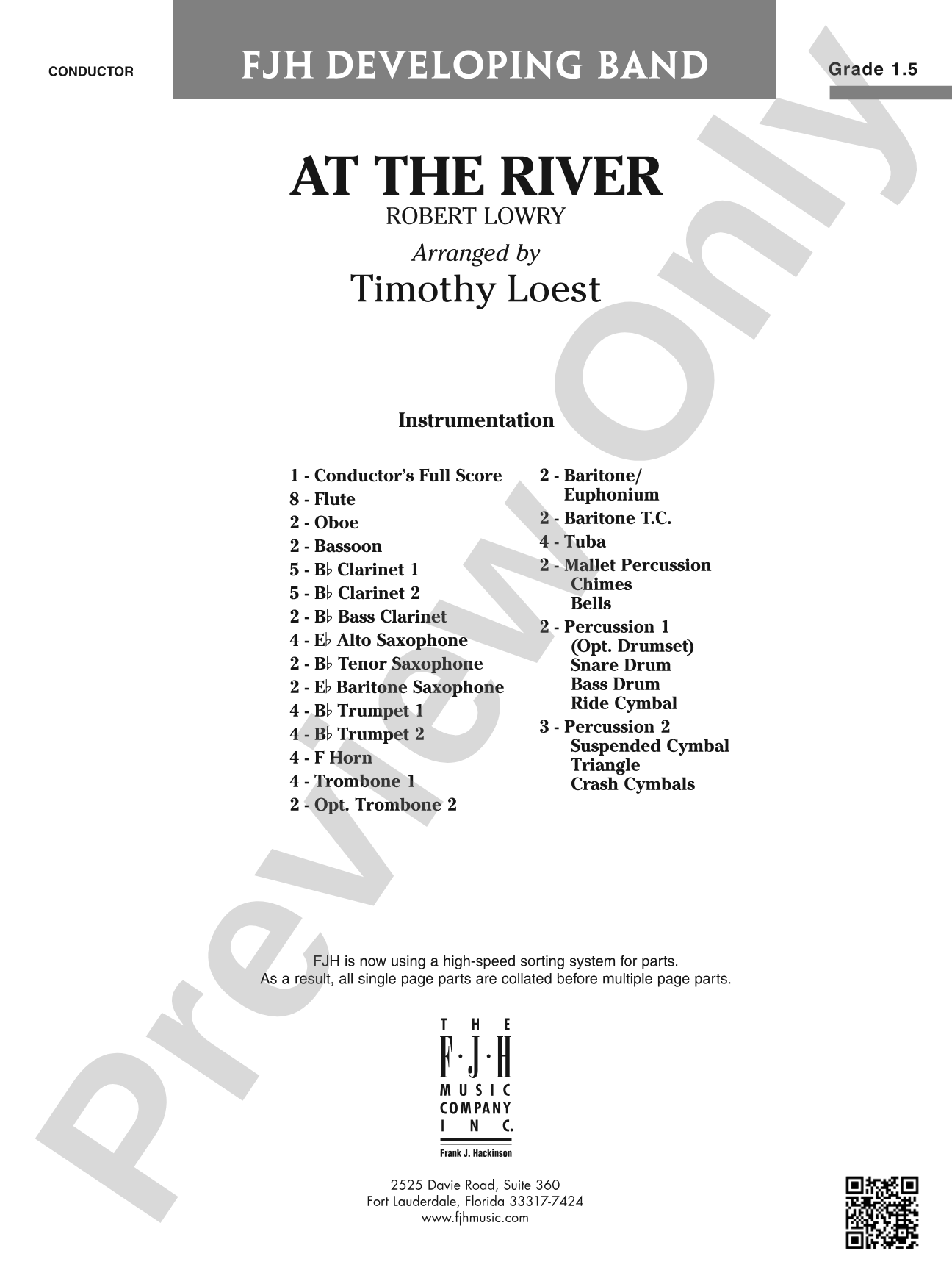 At the River: Concert Band Conductor Score & Parts