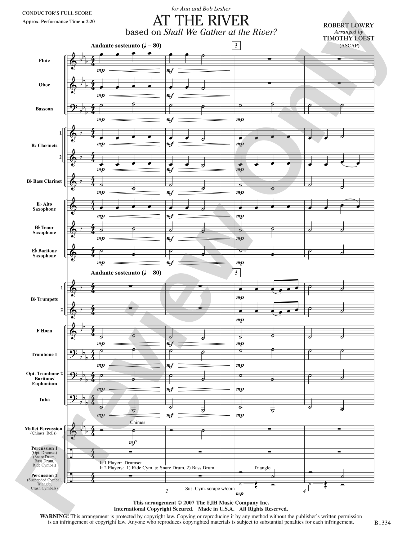 At the River: Concert Band Conductor Score & Parts