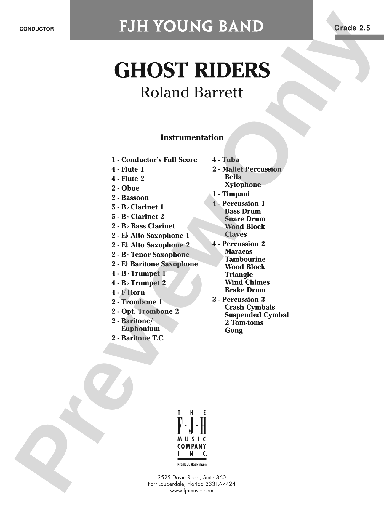Ghost Riders: Concert Band Conductor Score & Parts