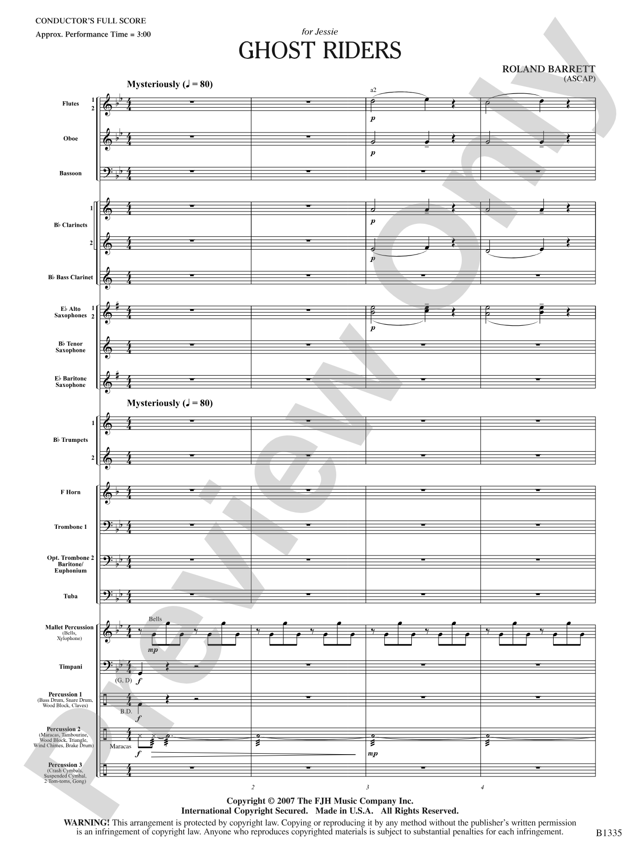 Ghost Riders: Concert Band Conductor Score & Parts