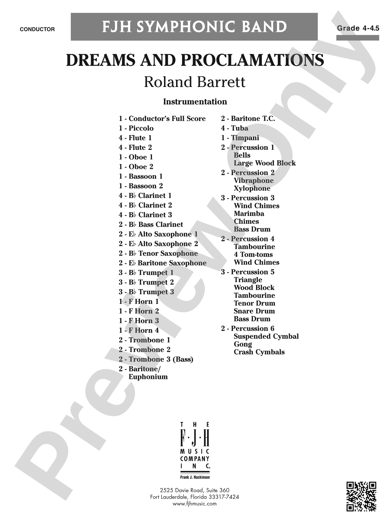 Dreams and Proclamations: Concert Band Conductor Score & Parts