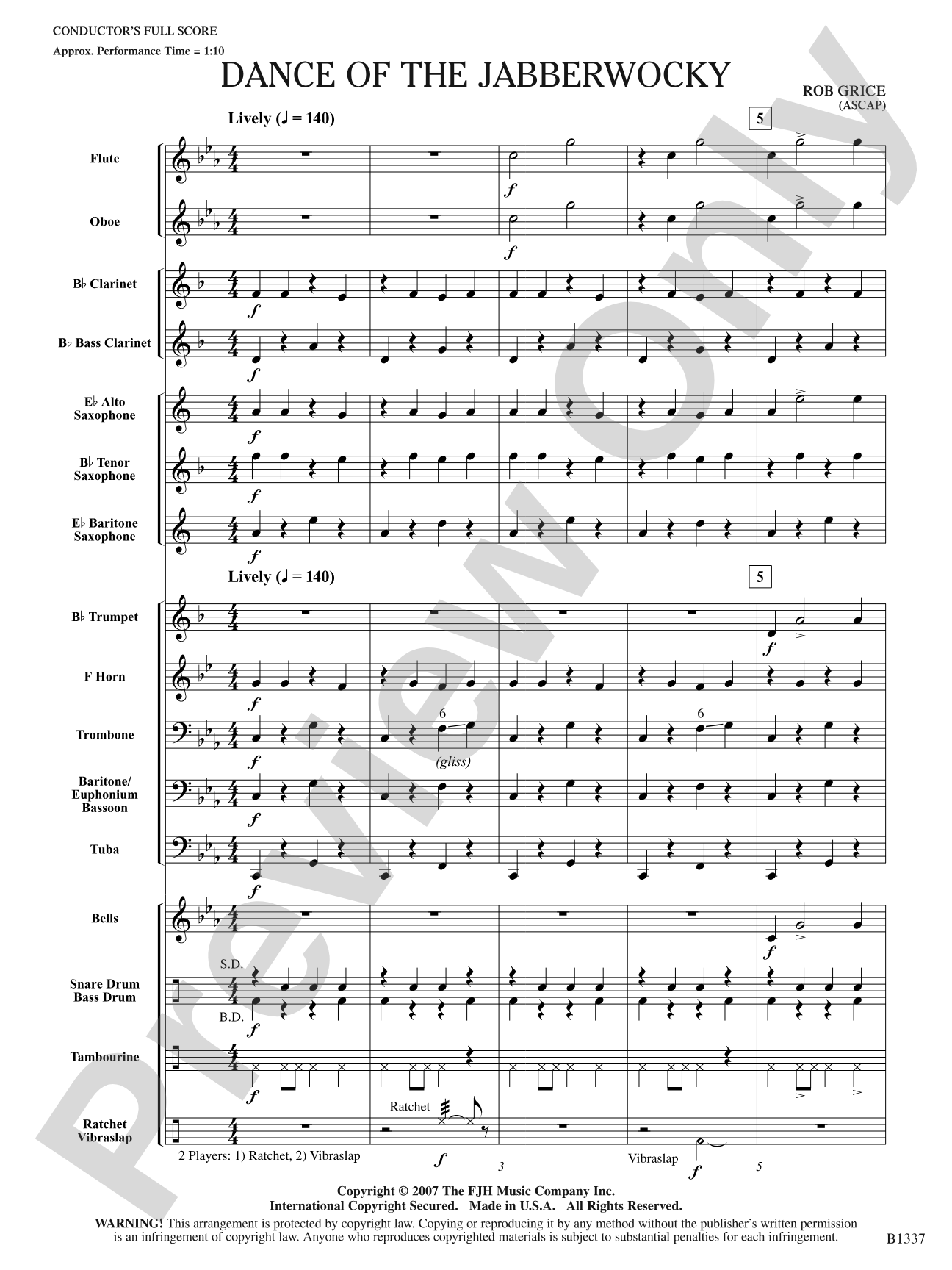 Dance of the Jabberwocky: Score