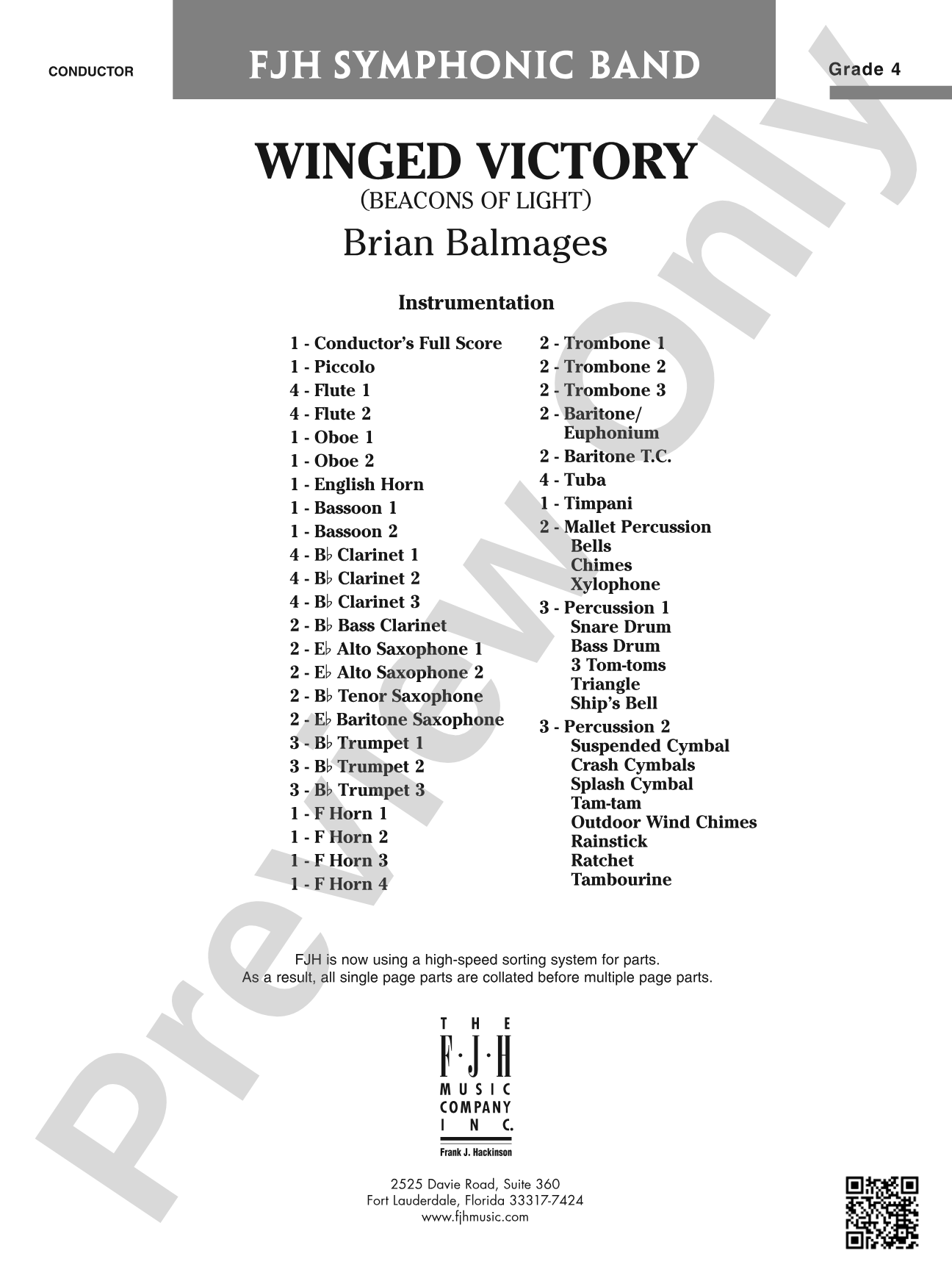 Winged Victory (Beacons of Light): Concert Band Conductor Score & Parts