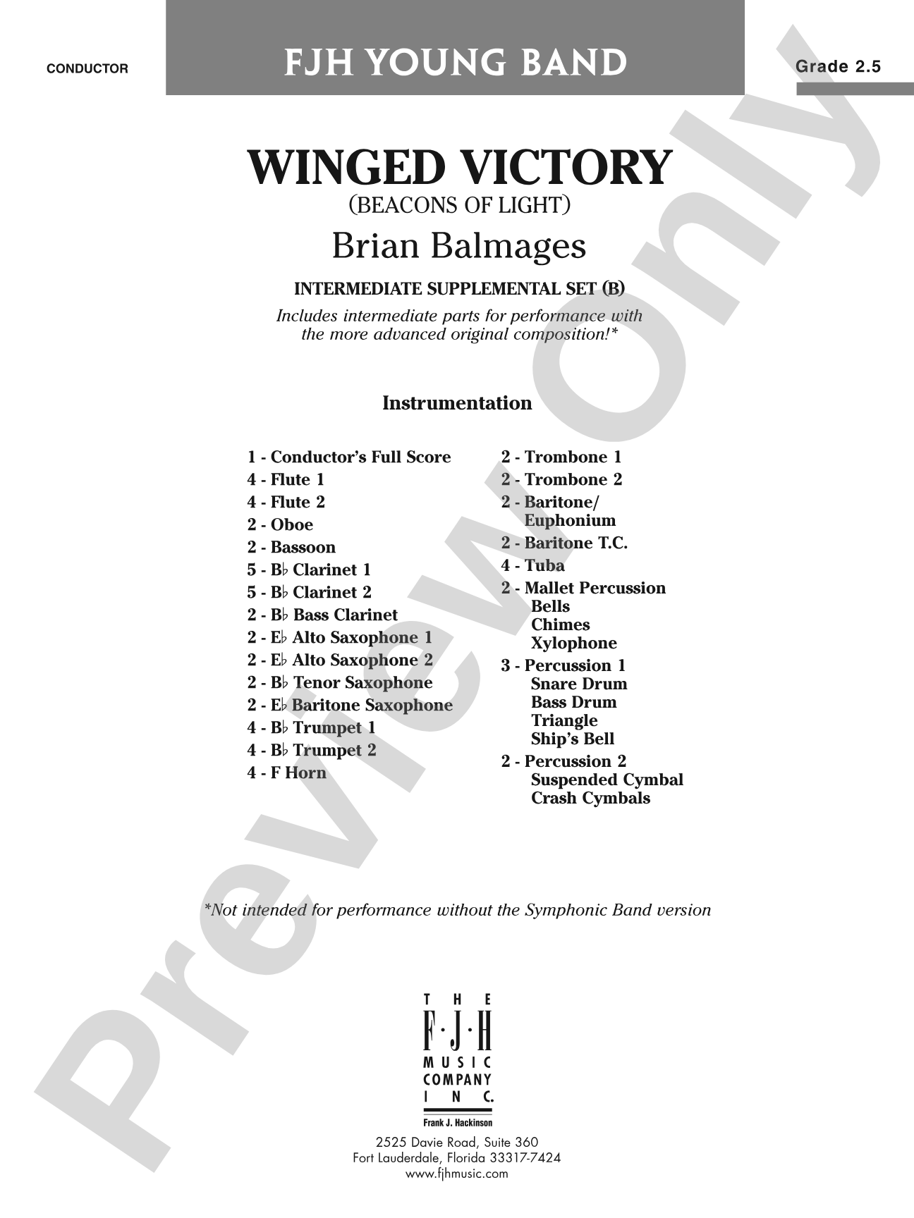 Winged Victory - Intermediate Supplemental Set (B) (Beacons of Light): Concert Band Conductor Score & Parts