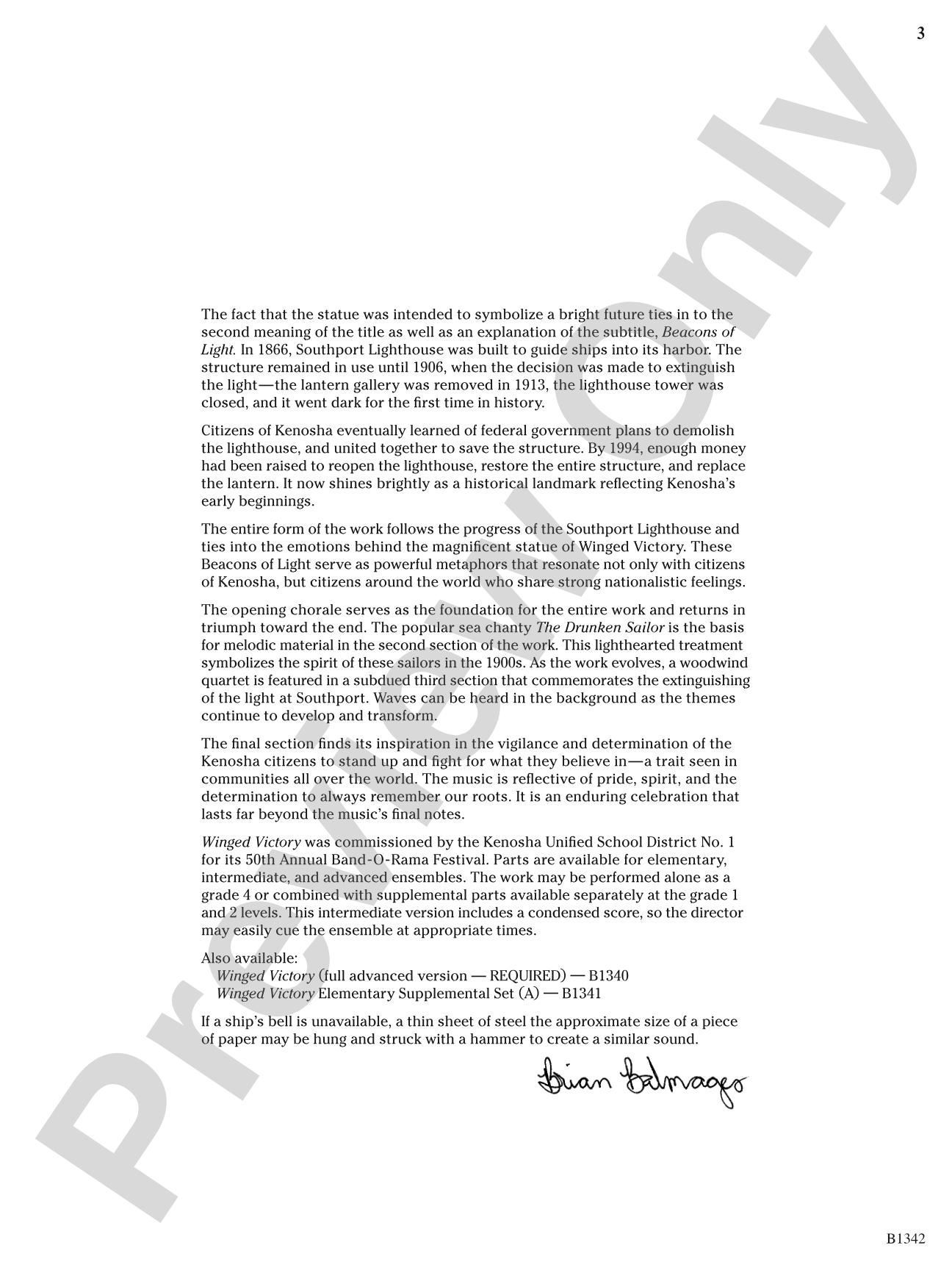 Winged Victory - Intermediate Supplemental Set (B) (Beacons of Light): Concert Band Conductor Score & Parts