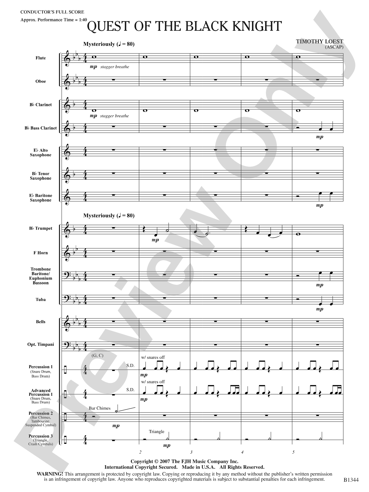 Quest of the Black Knight: Concert Band Conductor Score & Parts