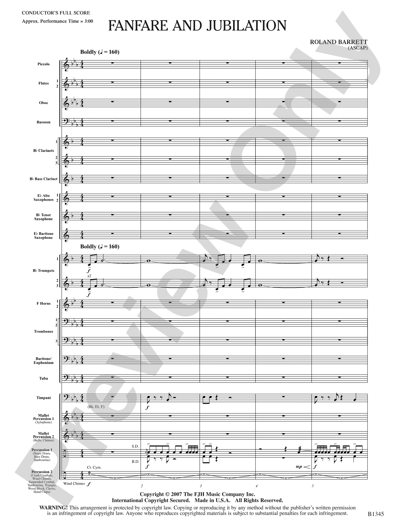 Fanfare and Jubilation: Concert Band Conductor Score & Parts