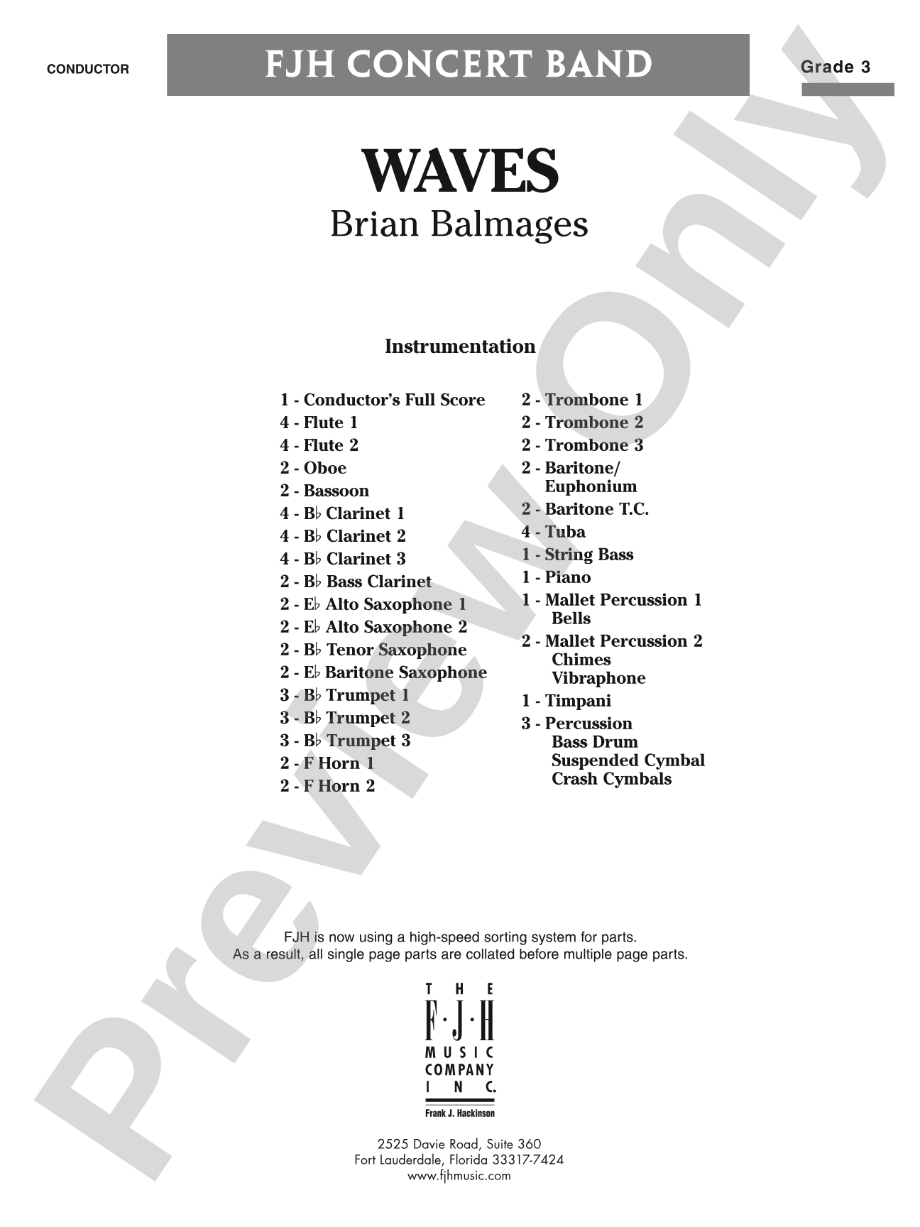 Waves: Concert Band Conductor Score & Parts