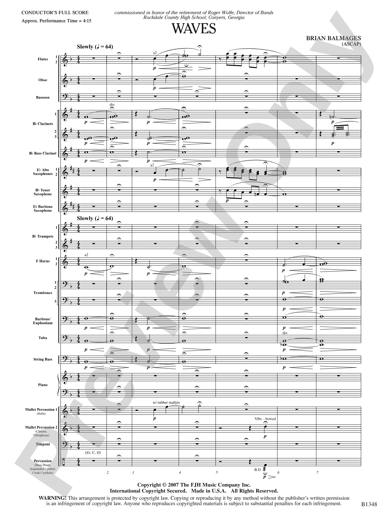 Waves: Concert Band Conductor Score & Parts