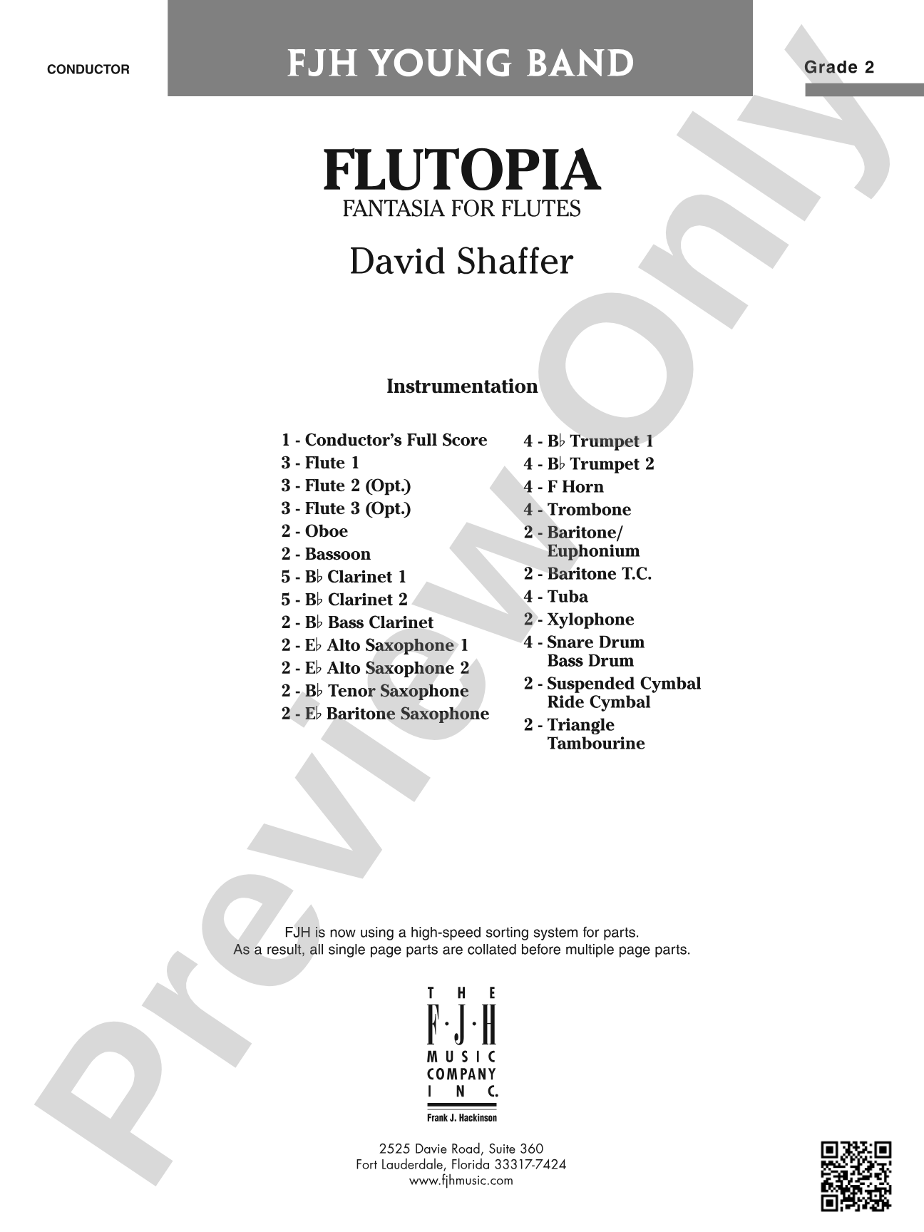 Flutopia (Fantasia for Flutes): Concert Band Conductor Score & Parts