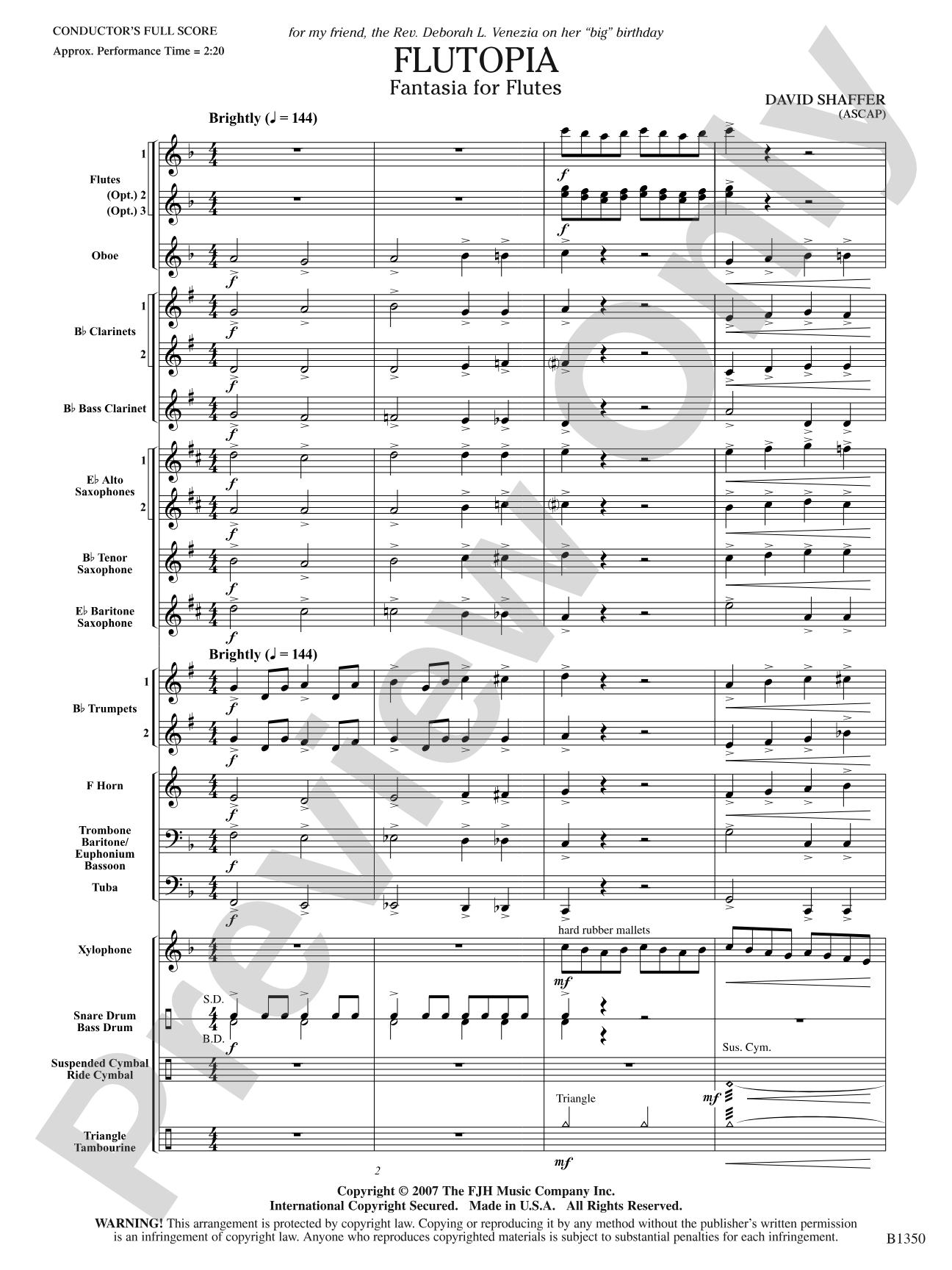 Flutopia (Fantasia for Flutes): Concert Band Conductor Score & Parts