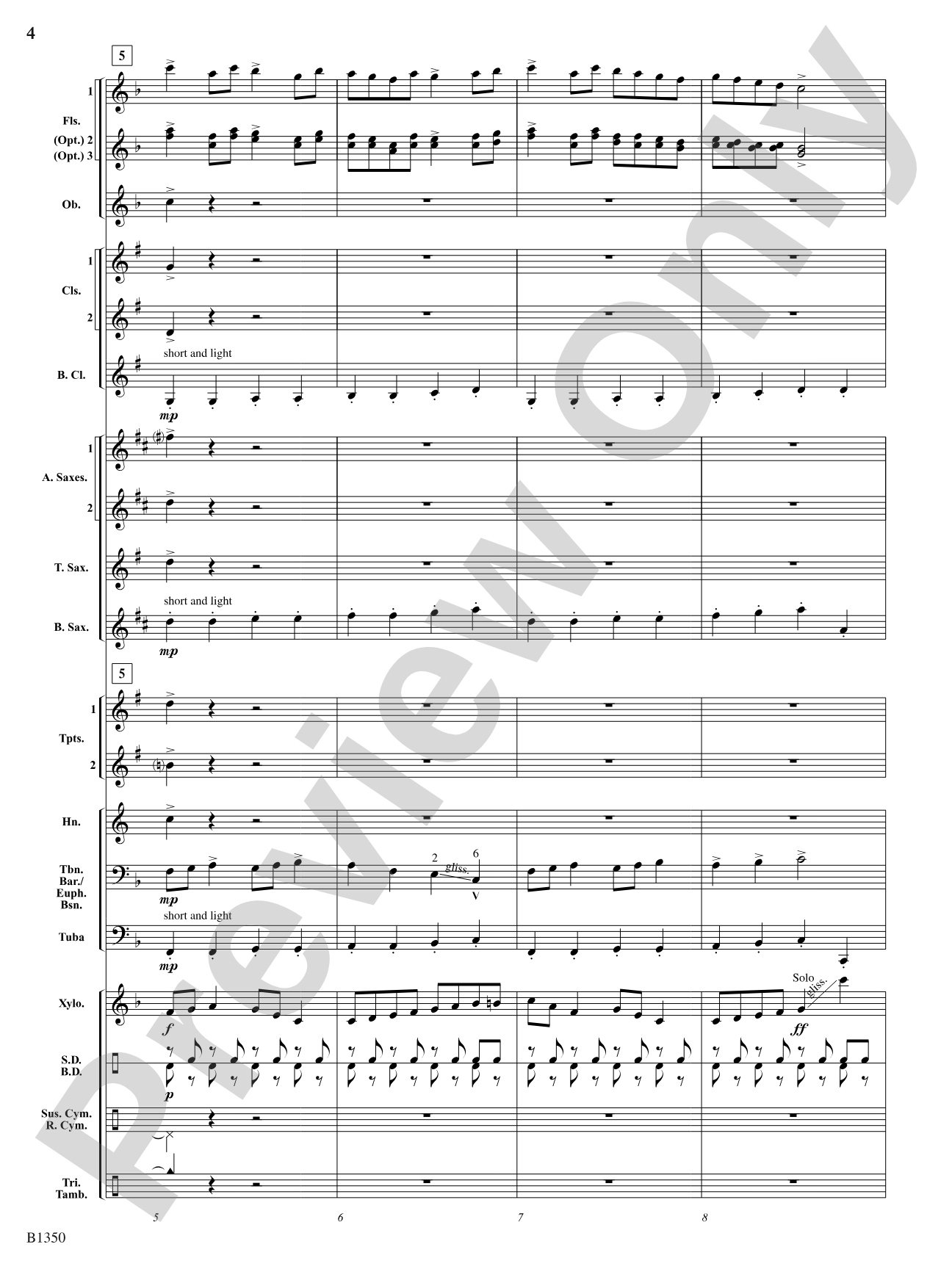 Flutopia (Fantasia for Flutes): Concert Band Conductor Score & Parts