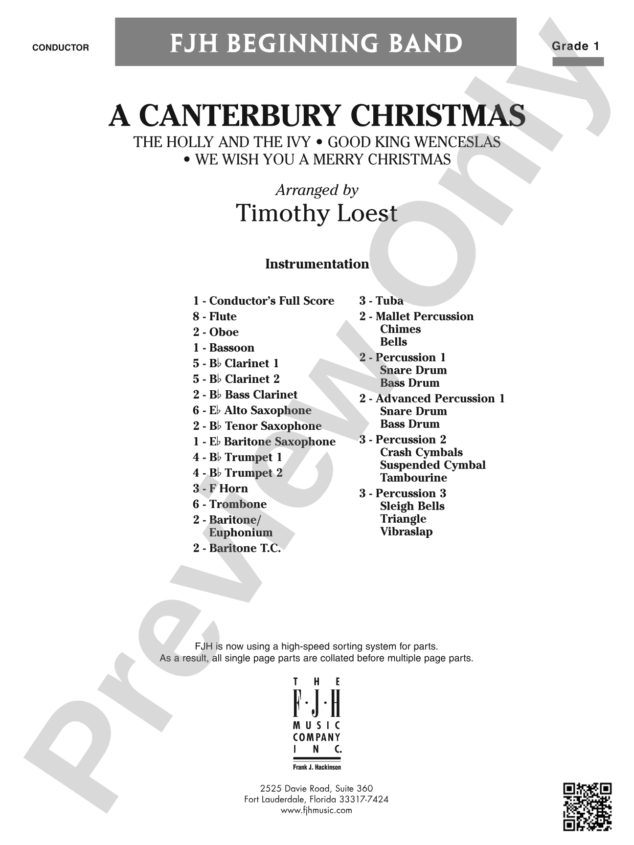 A Canterbury Christmas: Concert Band Conductor Score & Parts