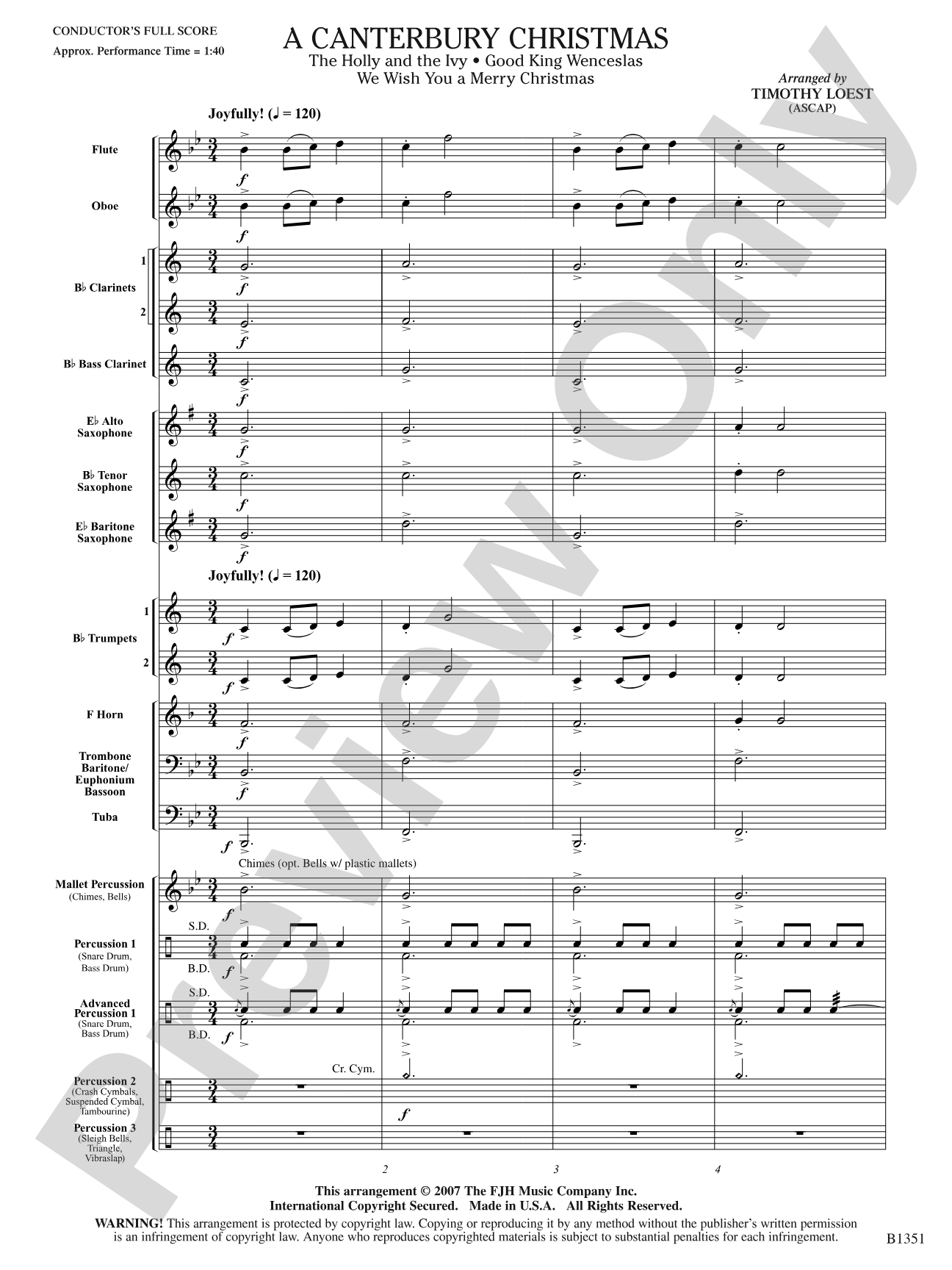 A Canterbury Christmas: Concert Band Conductor Score & Parts