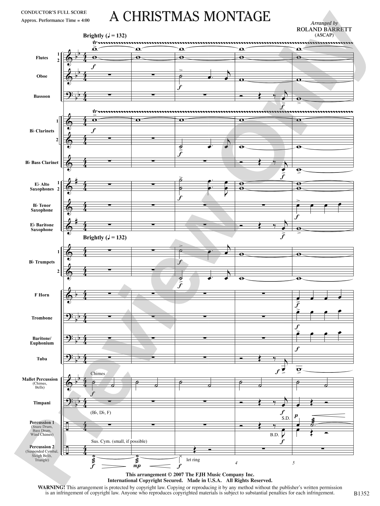 A Christmas Montage: Concert Band Conductor Score & Parts