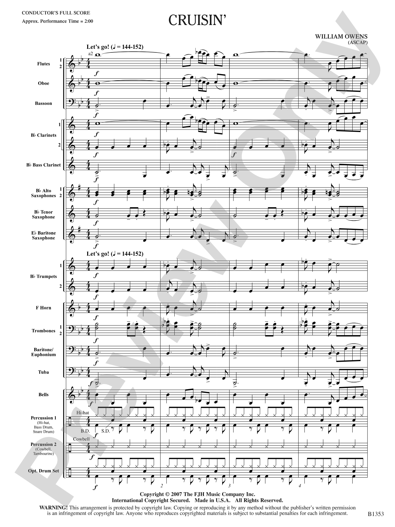Cruisin': Concert Band Conductor Score & Parts