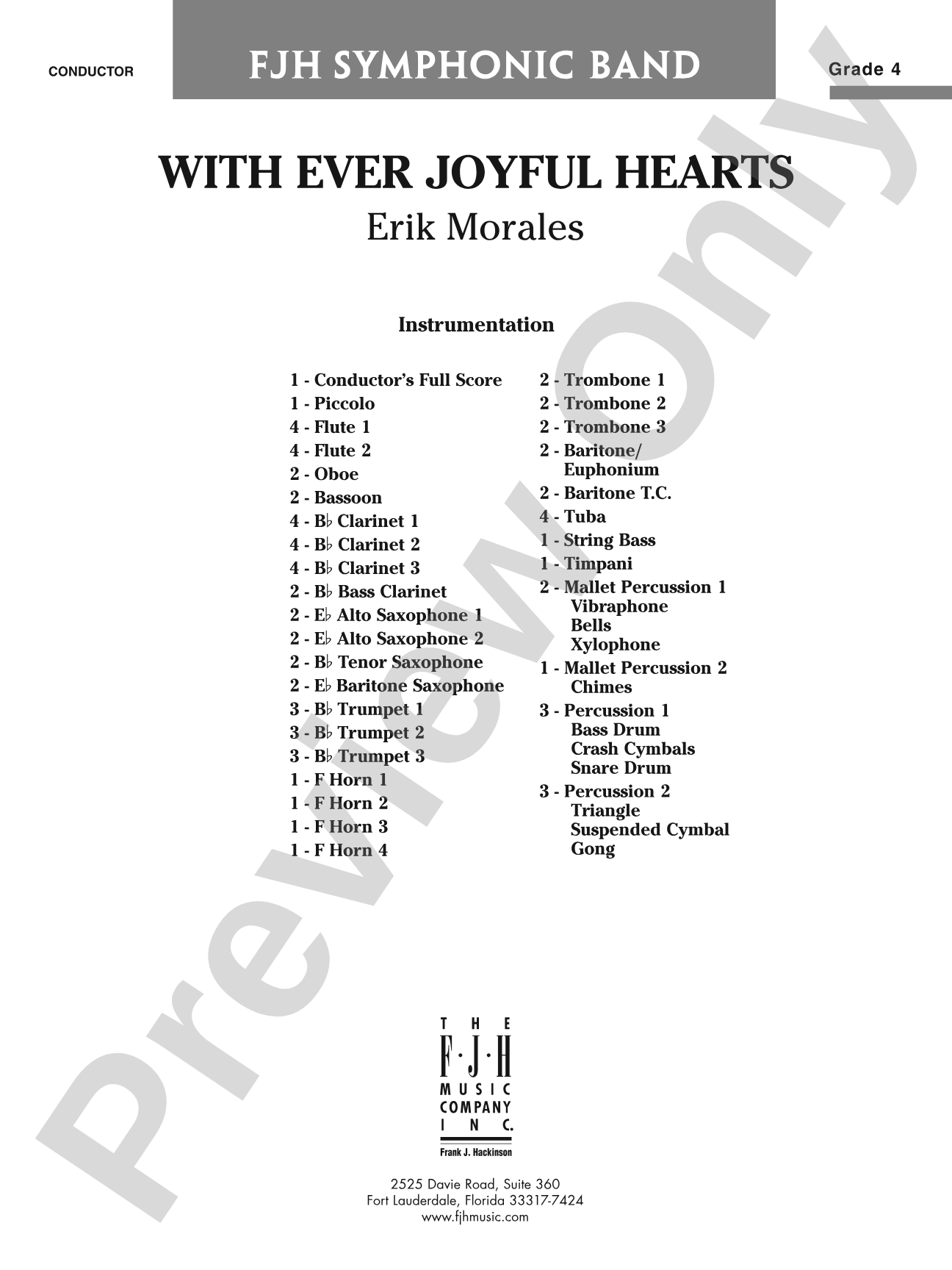 With Ever Joyful Hearts: Concert Band Conductor Score & Parts