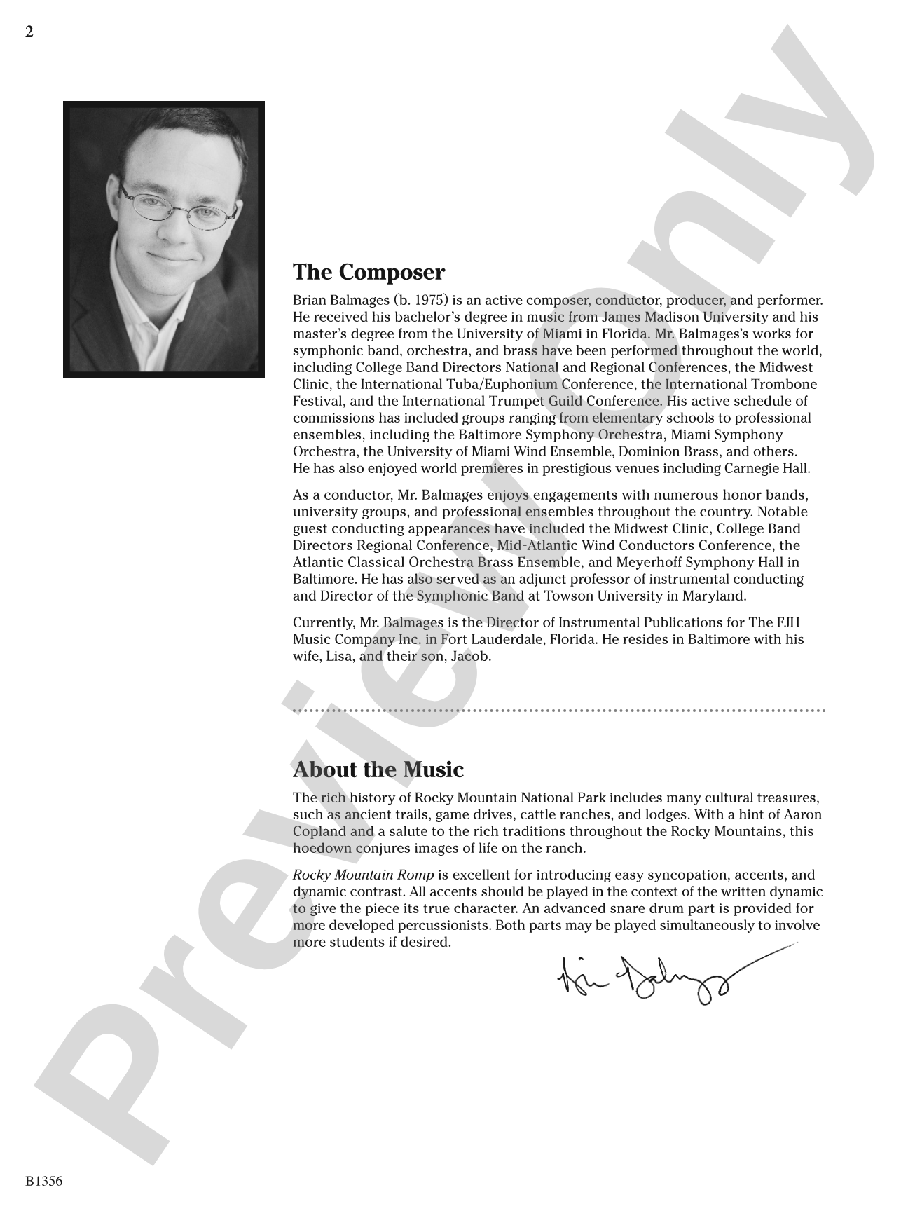 Rocky Mountain Romp: Score