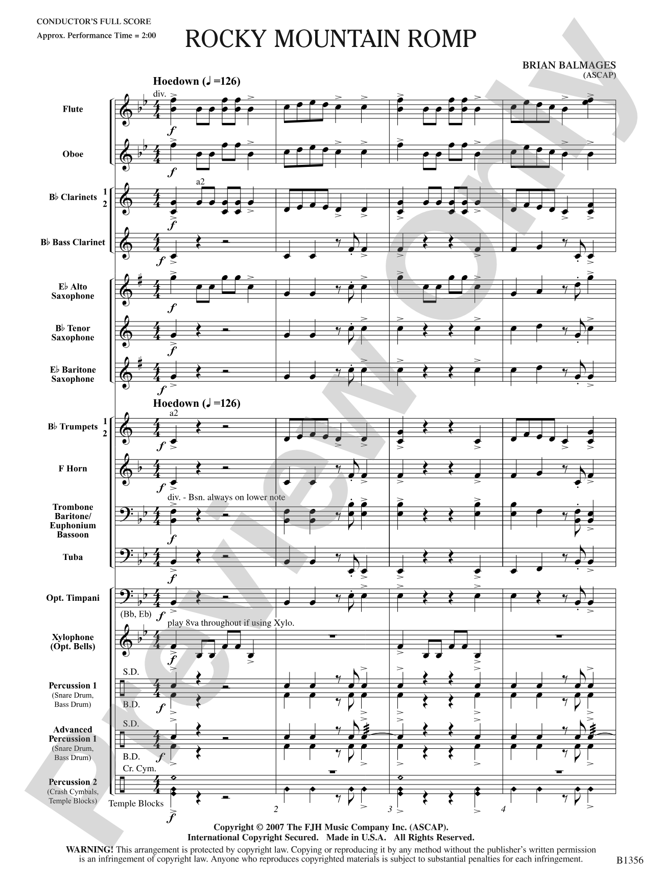 Rocky Mountain Romp: Score