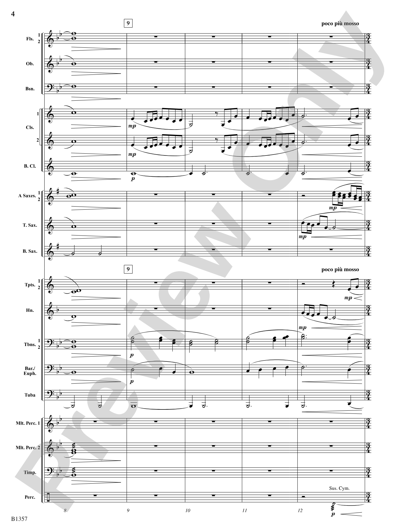 Rain: Concert Band Conductor Score & Parts
