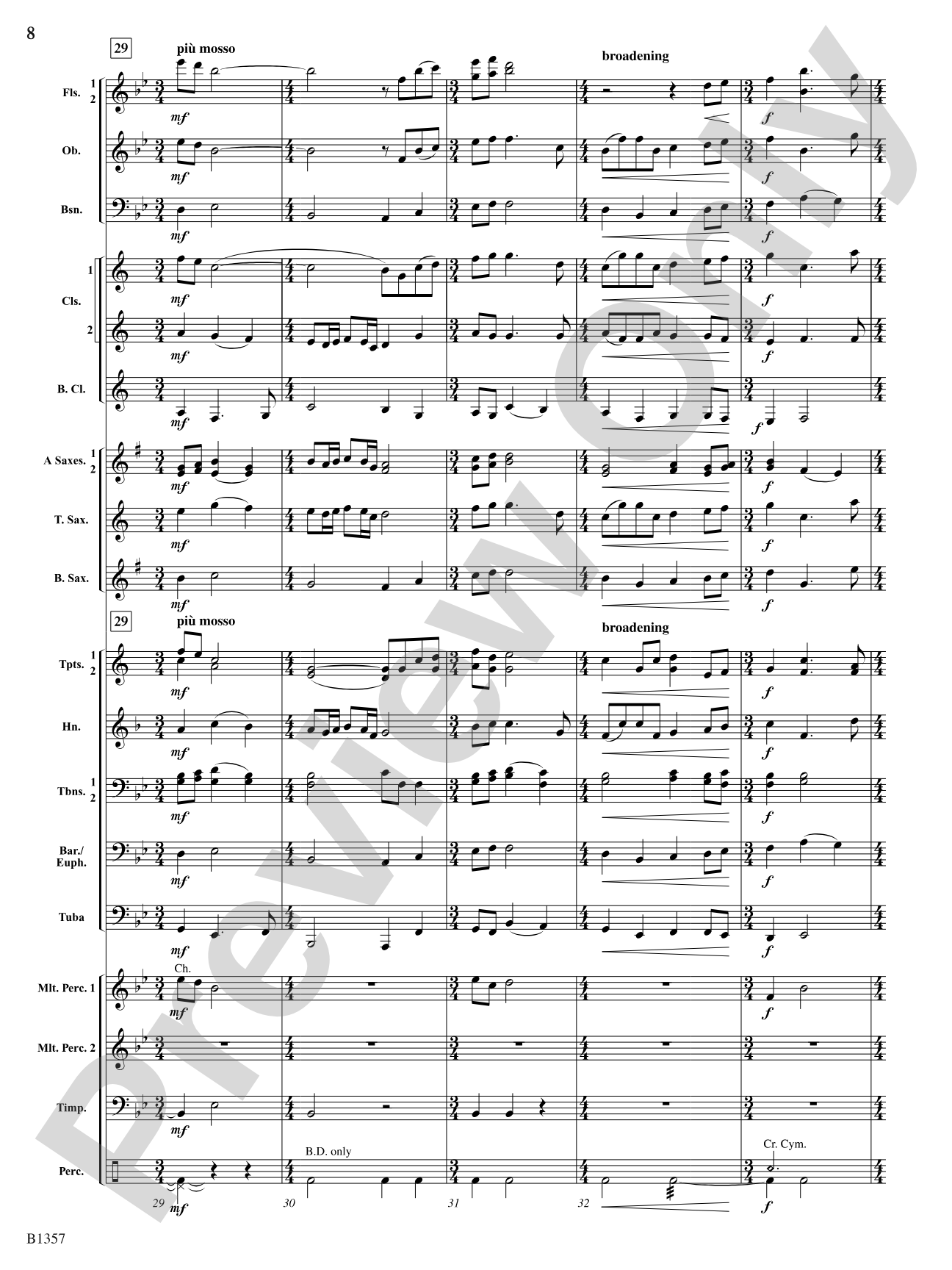 Rain: Concert Band Conductor Score & Parts