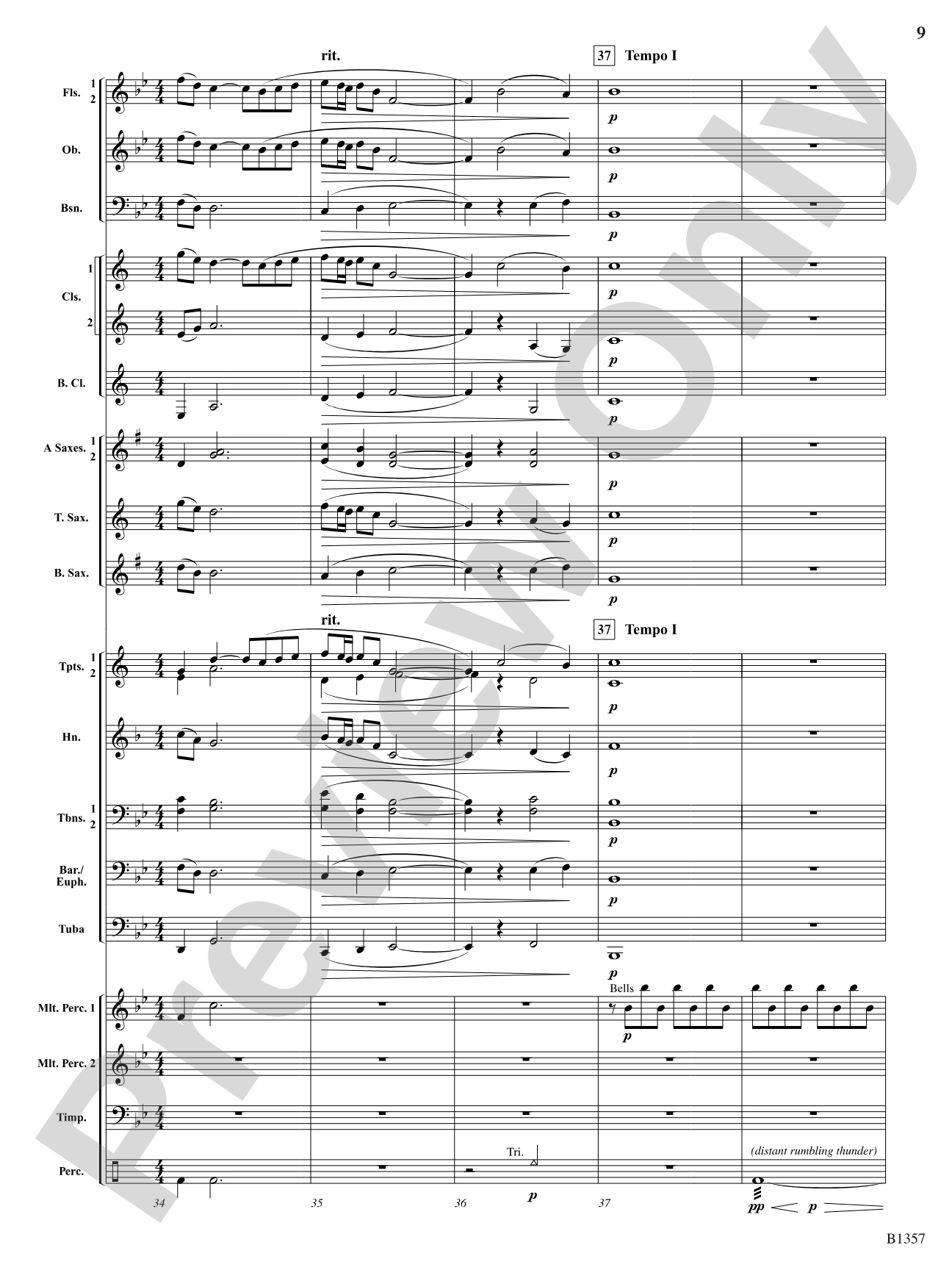 Rain: Concert Band Conductor Score & Parts