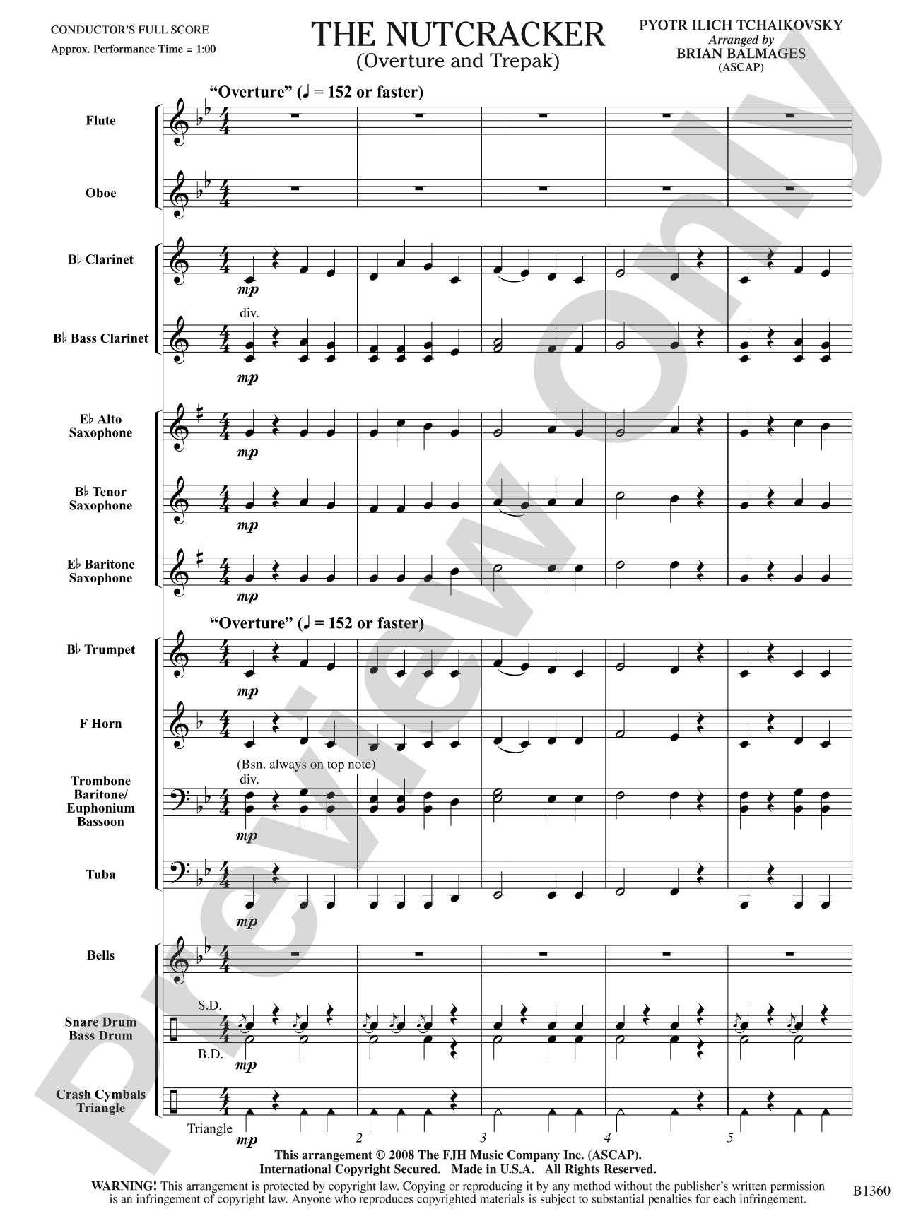 The Nutcracker (Overture and Trepak): Concert Band Conductor Score & Parts