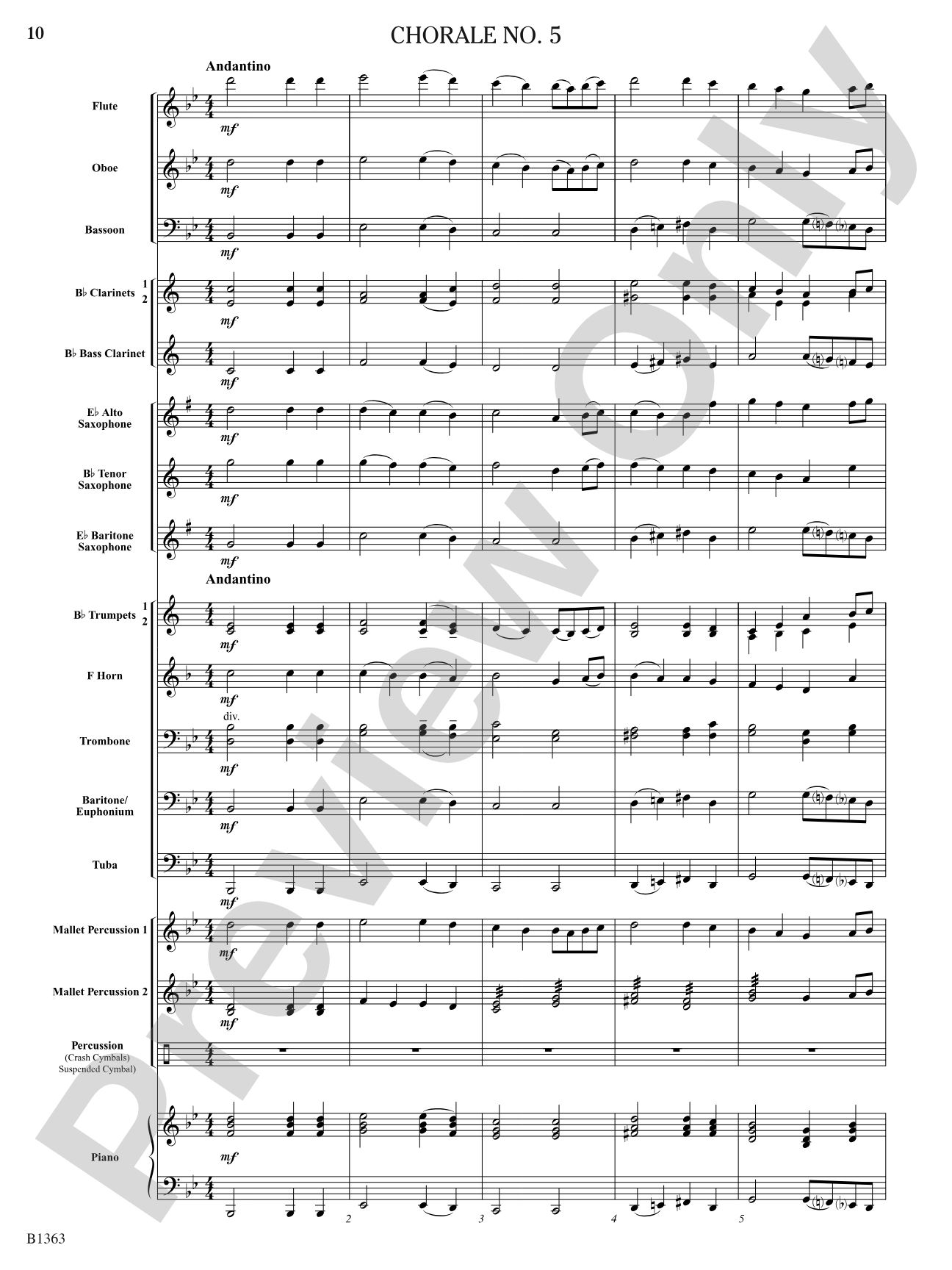 Five Progressive Chorales for Developing Bands: Concert Band Conductor Score & Parts