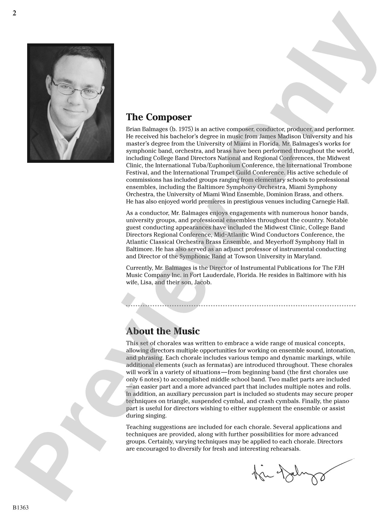 Five Progressive Chorales for Developing Bands: Concert Band Conductor Score & Parts