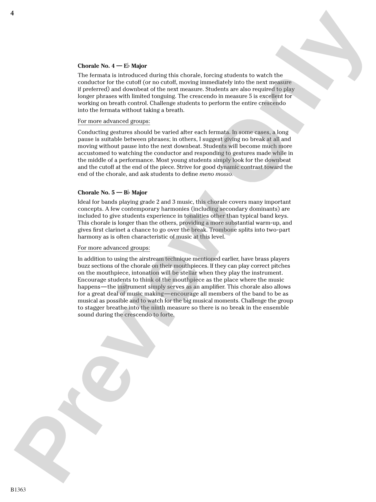Five Progressive Chorales for Developing Bands: Concert Band Conductor Score & Parts