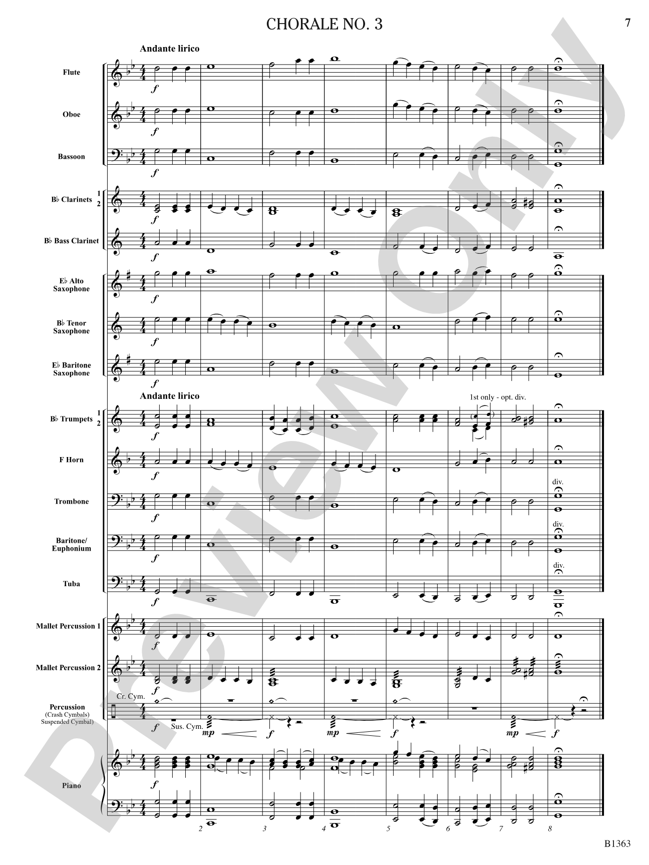 Five Progressive Chorales for Developing Bands: Concert Band Conductor Score & Parts