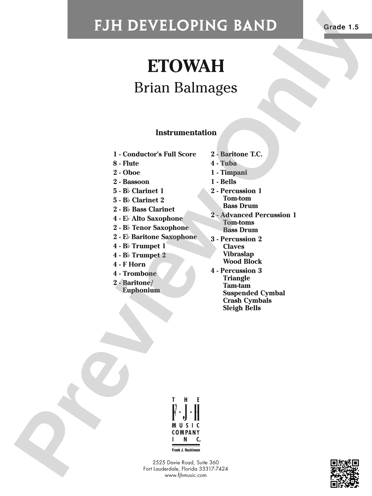 Etowah: Concert Band Conductor Score & Parts