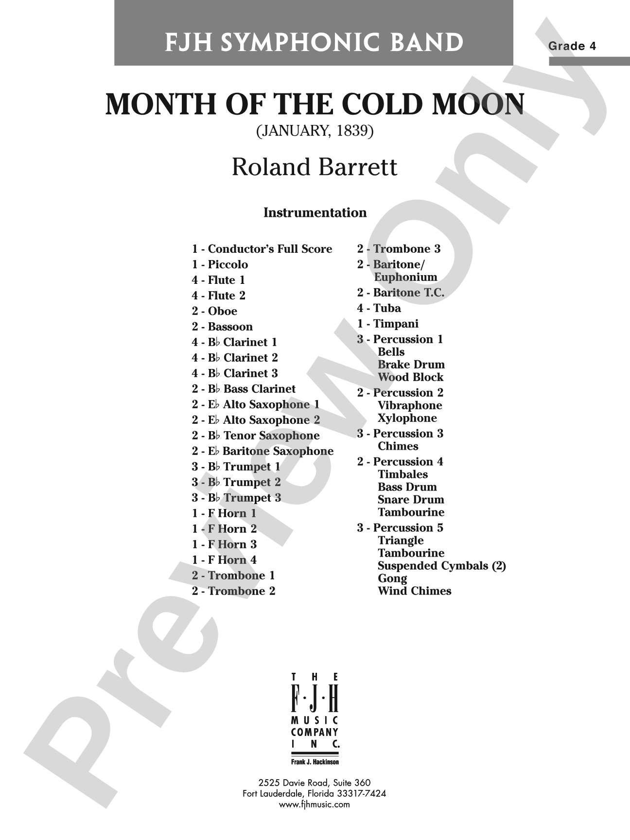 Month of the Cold Moon: Concert Band Conductor Score & Parts