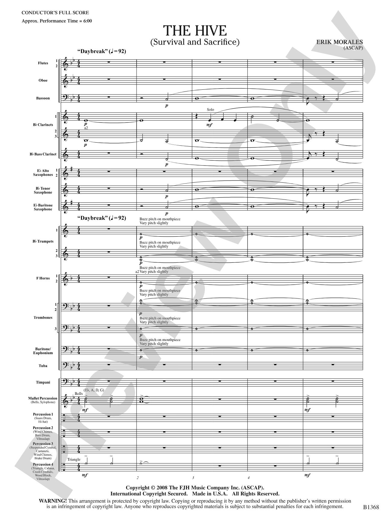 The Hive (Survival and Sacrifice): Concert Band Conductor Score & Parts