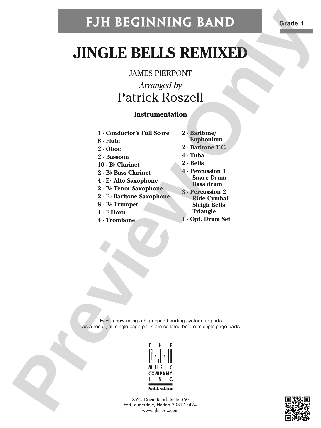 Jingle Bells Remixed: Concert Band Conductor Score & Parts