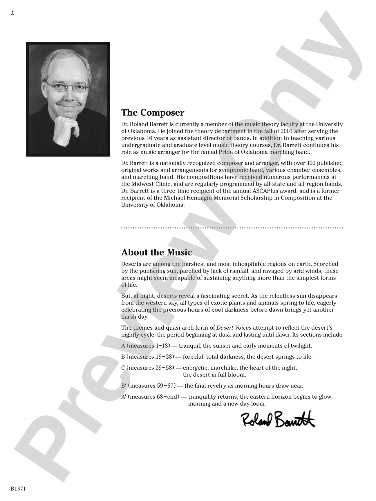 Desert Voices: Concert Band Conductor Score & Parts