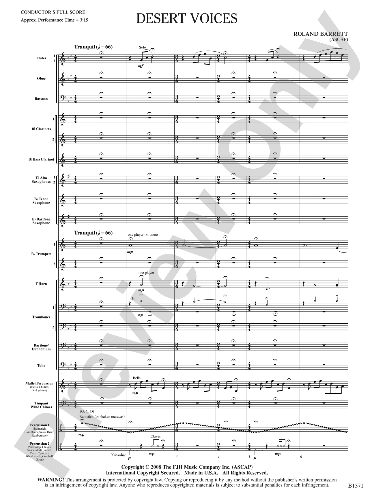 Desert Voices: Concert Band Conductor Score & Parts