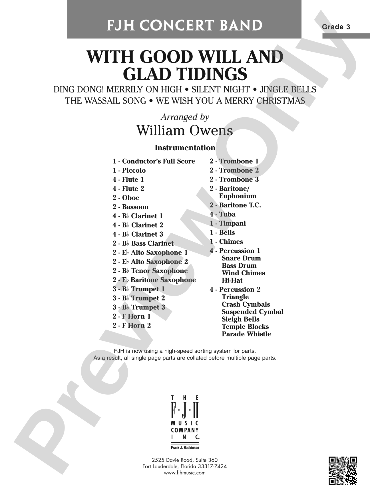 With Good Will and Glad Tidings: Concert Band Conductor Score & Parts
