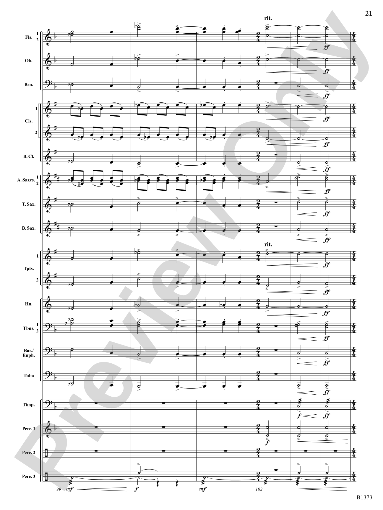 Forest Brook Overture: Concert Band Conductor Score & Parts