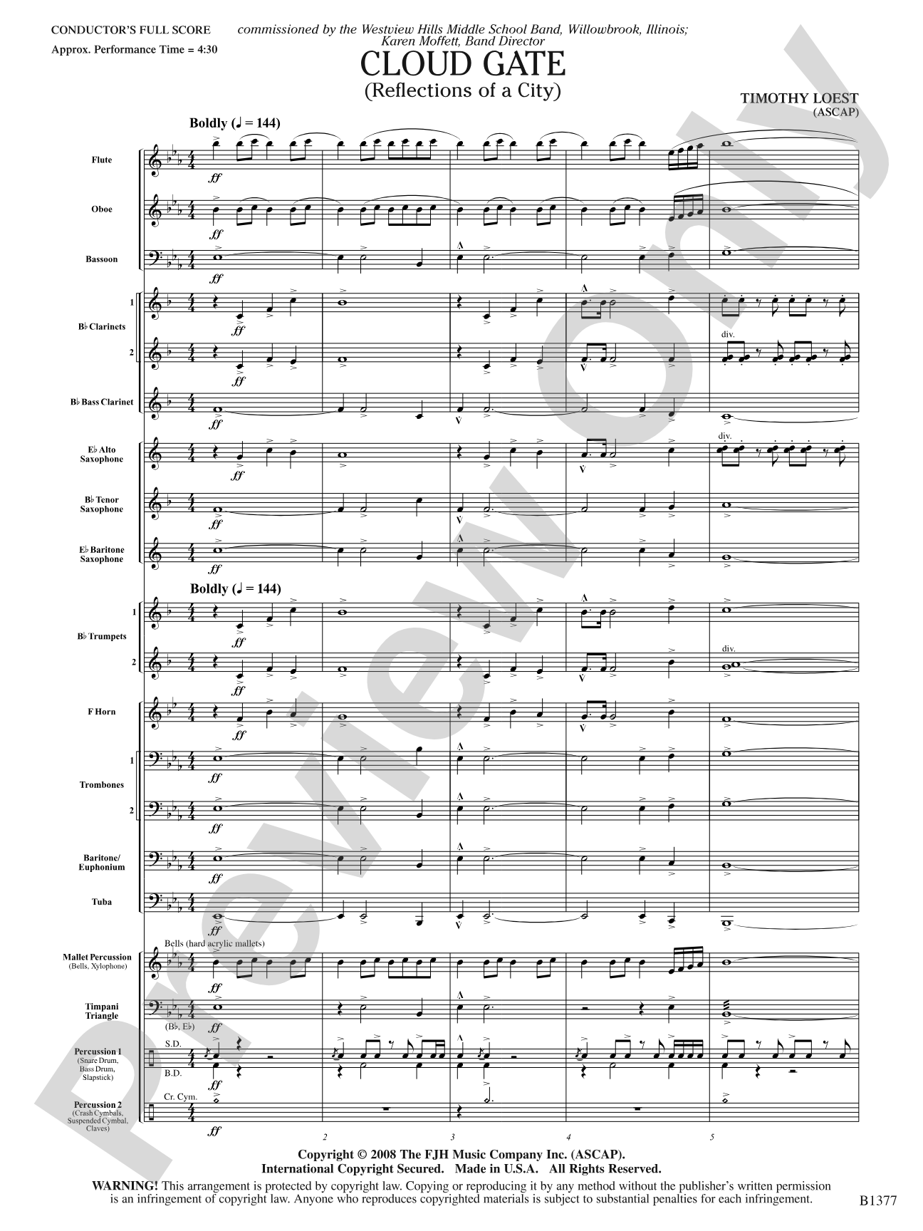 Cloud Gate (Reflections of a City): Concert Band Conductor Score & Parts