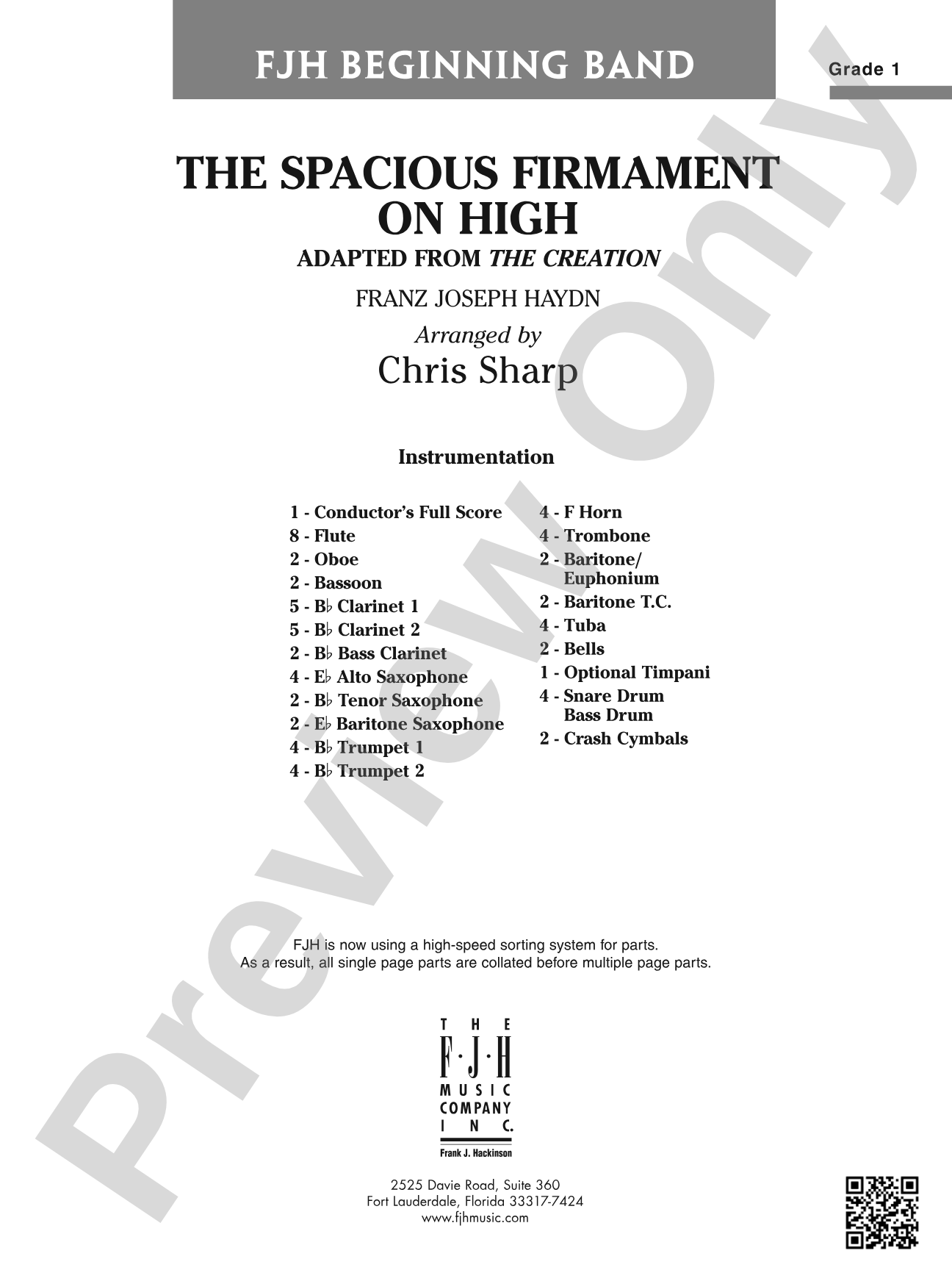 The Spacious Firmament on High (Adapted from The Creation): Concert Band Conductor Score & Parts