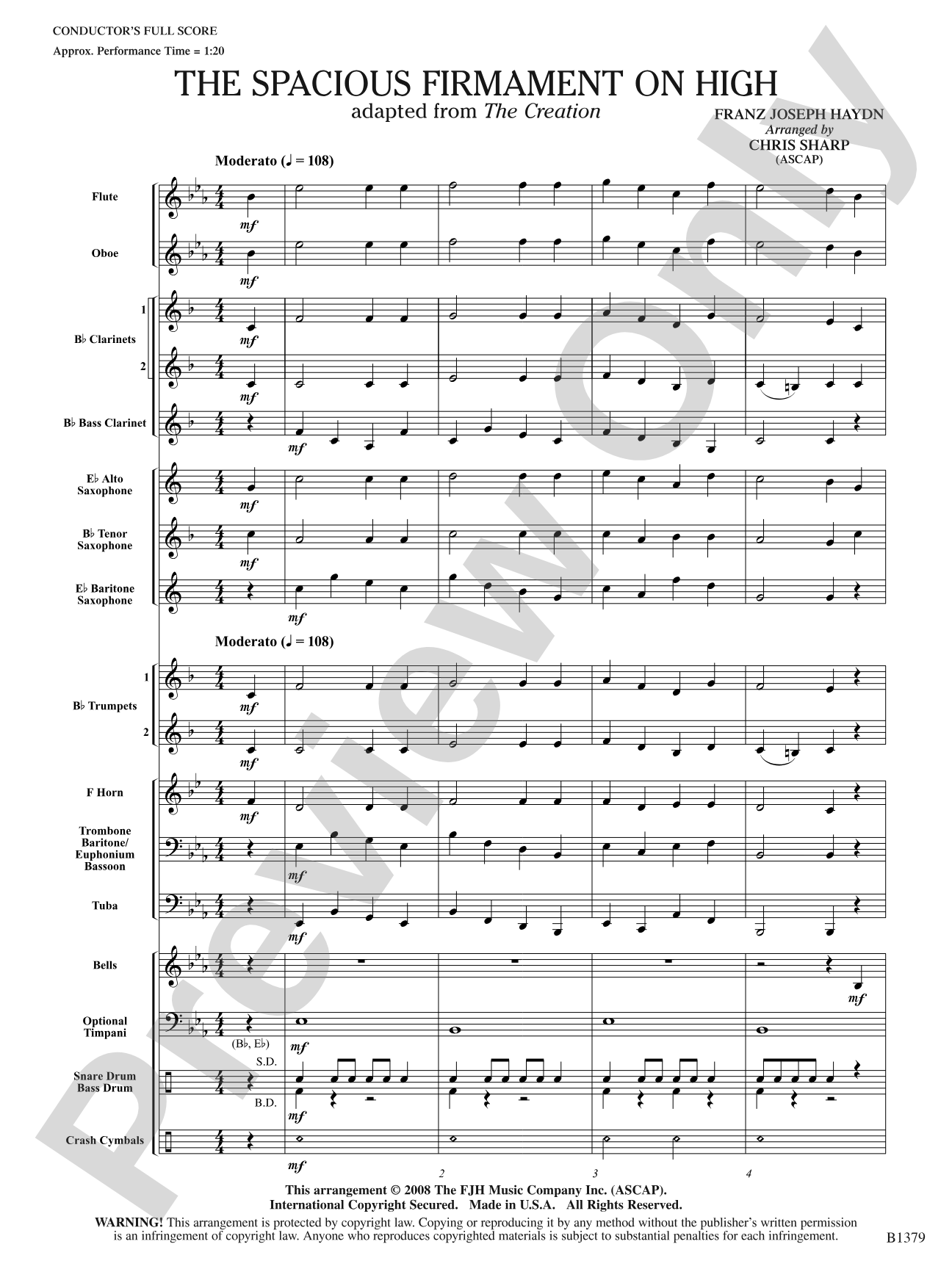 The Spacious Firmament on High (Adapted from The Creation): Concert Band Conductor Score & Parts