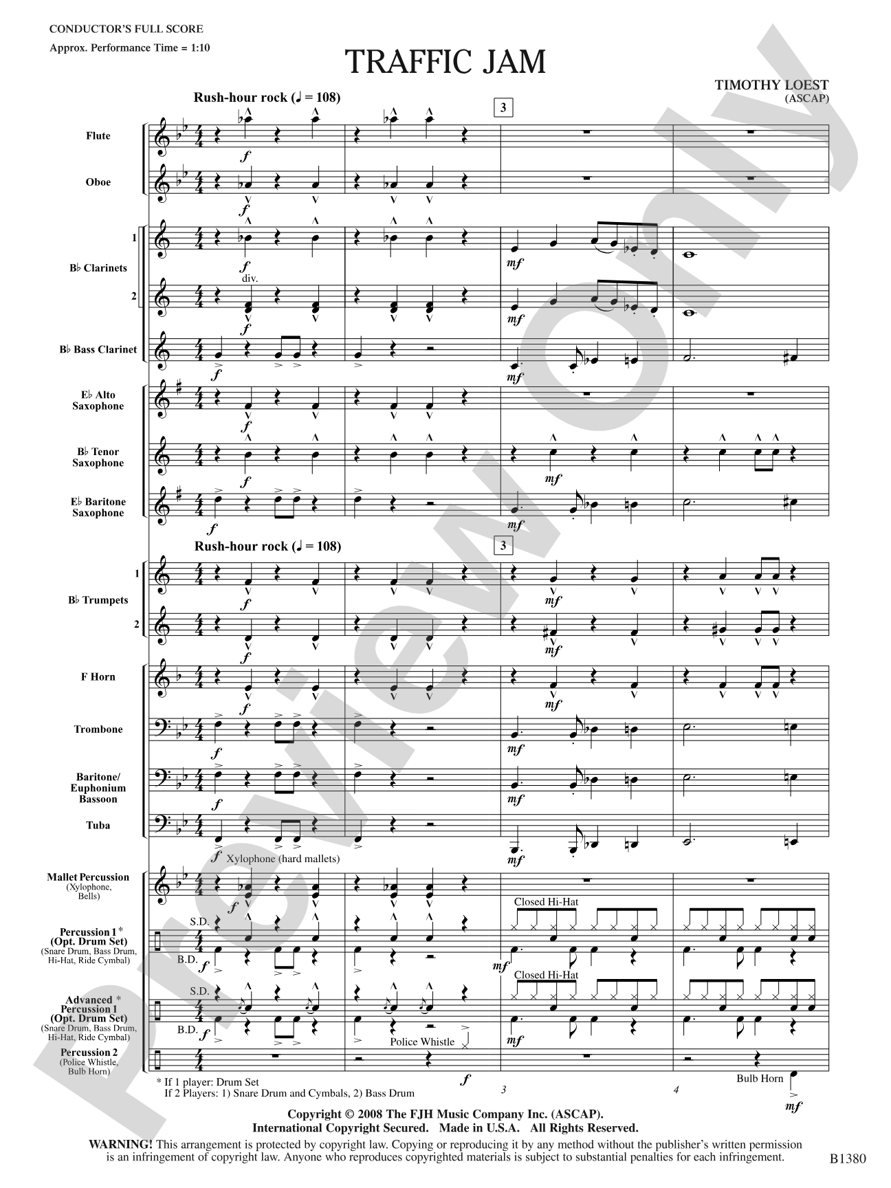 Traffic Jam: Concert Band Conductor Score & Parts